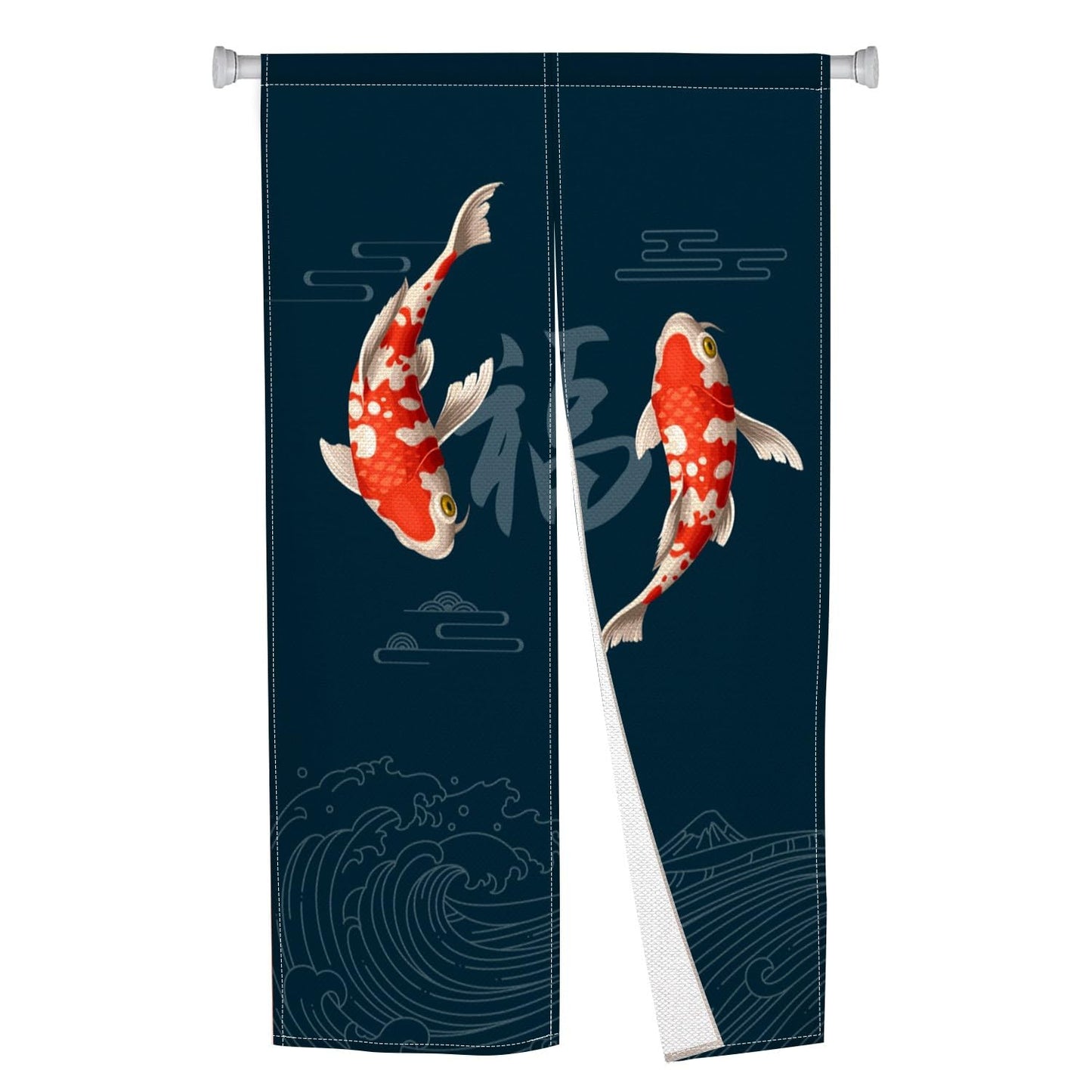 Leowefowa Chinese Koi Fish Doorway Curtain Traditional Fu Carps Printing Window Treatment Feng Shui Japanese Noren Curtain Door Tapestry for Room Privacy Partition Kitchen Home Decor, 33.5"x 70.9"