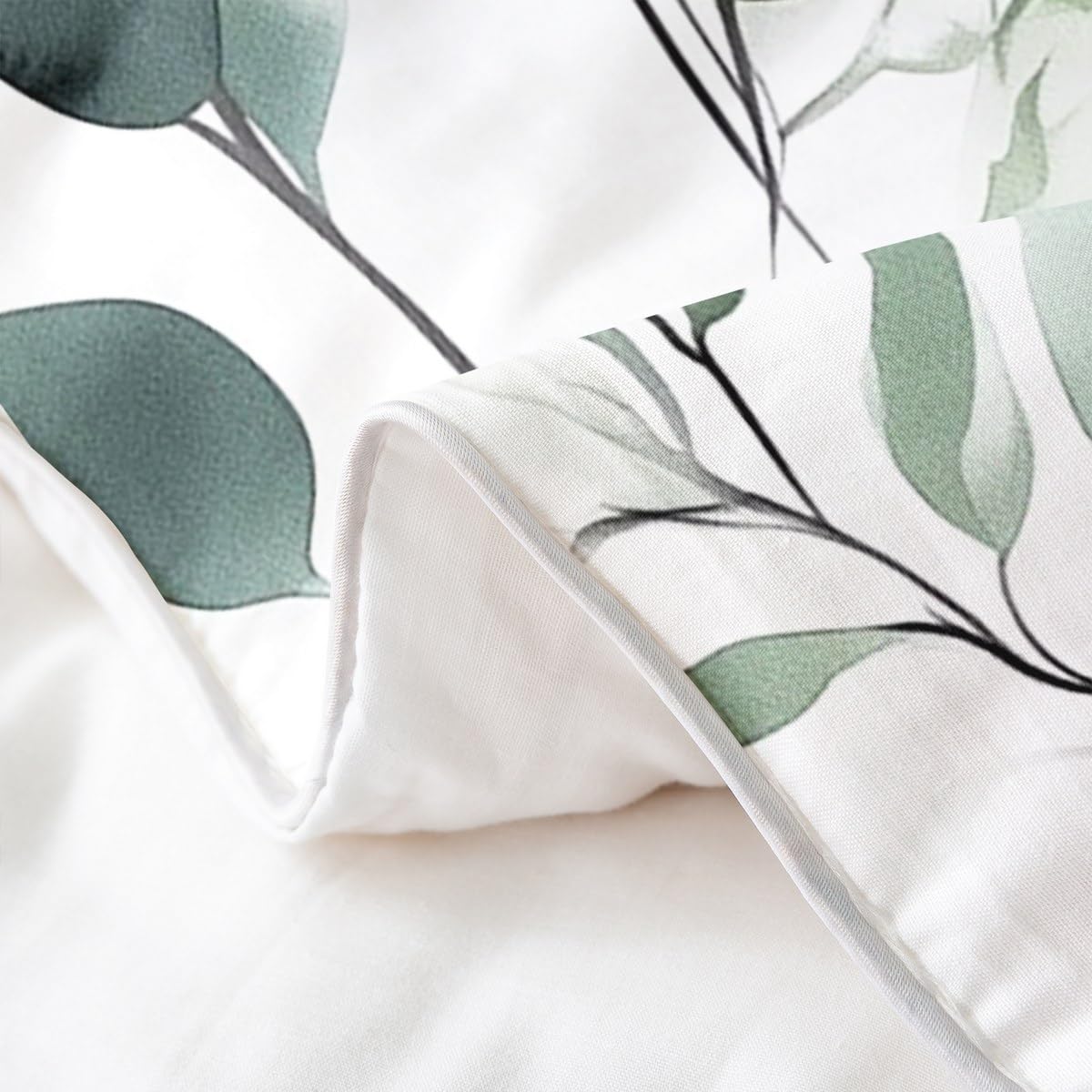 Erosebridal Sage Green Full 100% Cotton Duvet Cover, Spring Botanical Leaves Bedding Set for Kids Teens Adults Women Men, Watercolor Plants Comforter Cover, Mint Green Chic Artistic Bedclothes