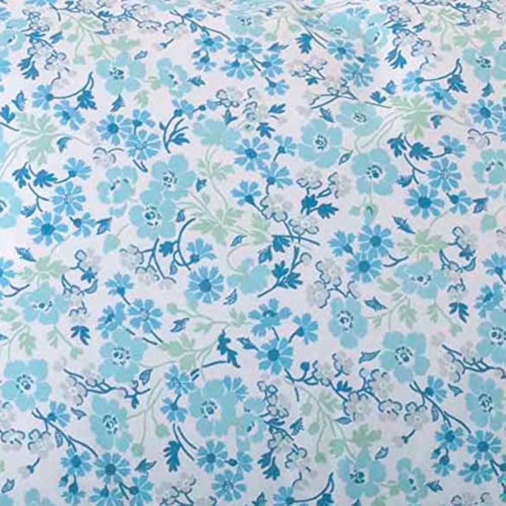 Laura Ashley - King Sheets, Cotton Percale 6-Piece Bedding Set, Crisp & Cool Home Decor (Jaynie Pastel Blue, King)