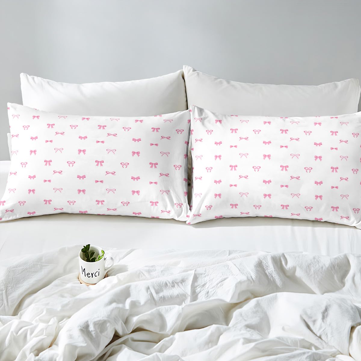 Erosebridal Bow Comforter Set Full Size, Girls Pink Bow Bedding for Kids Women Ultra Soft Cute Bowknot Comforter Kawaii Room Decor Duvet Set Coquette Princess Bowtie Quilt with 2 Pillow Cases
