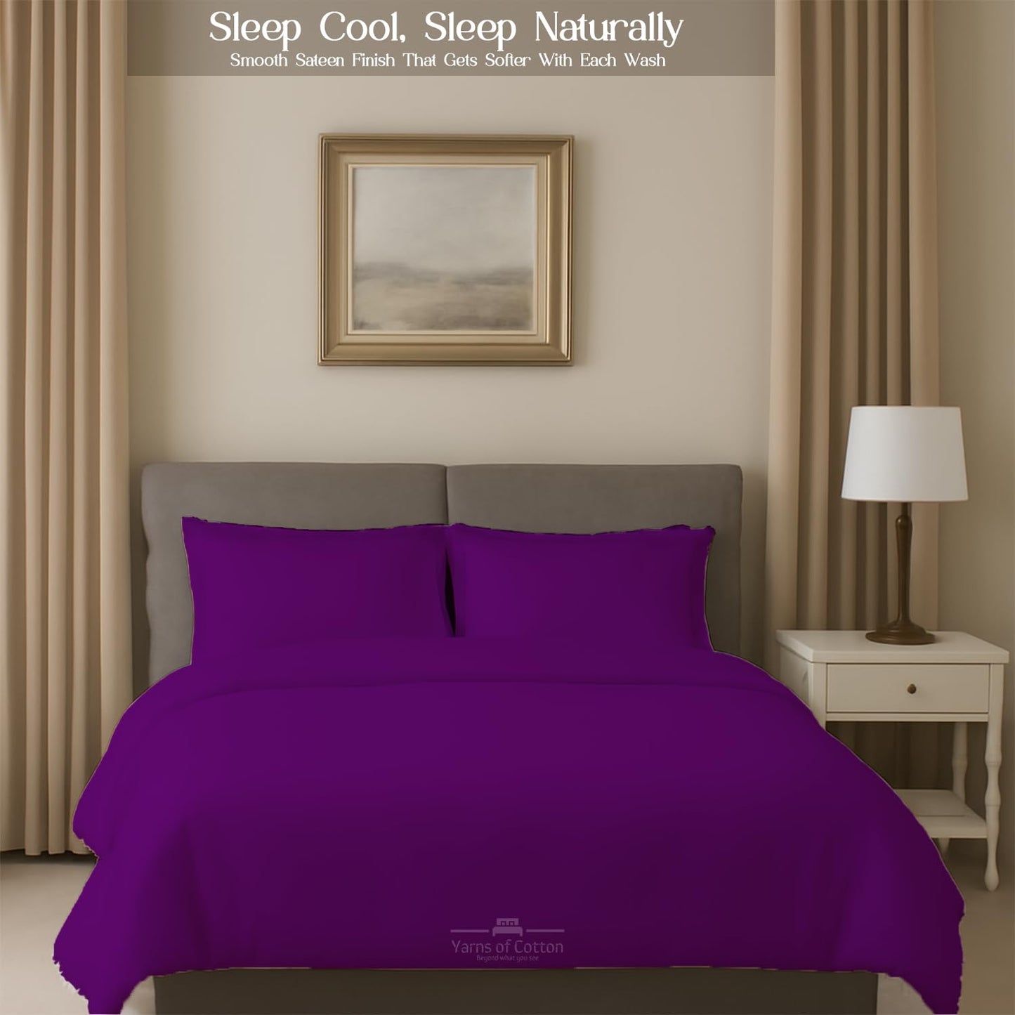 Sleeper Sofa Bed Sheet, 100% Cotton 400 Thread Count, 4 Piece Set, Deep Pocket Fitted Sheet, Soft Wrinkle Free & Breathable, Luxury Hotel Quality, Fits Up to 6 Inch Mattress (Full, Purple)