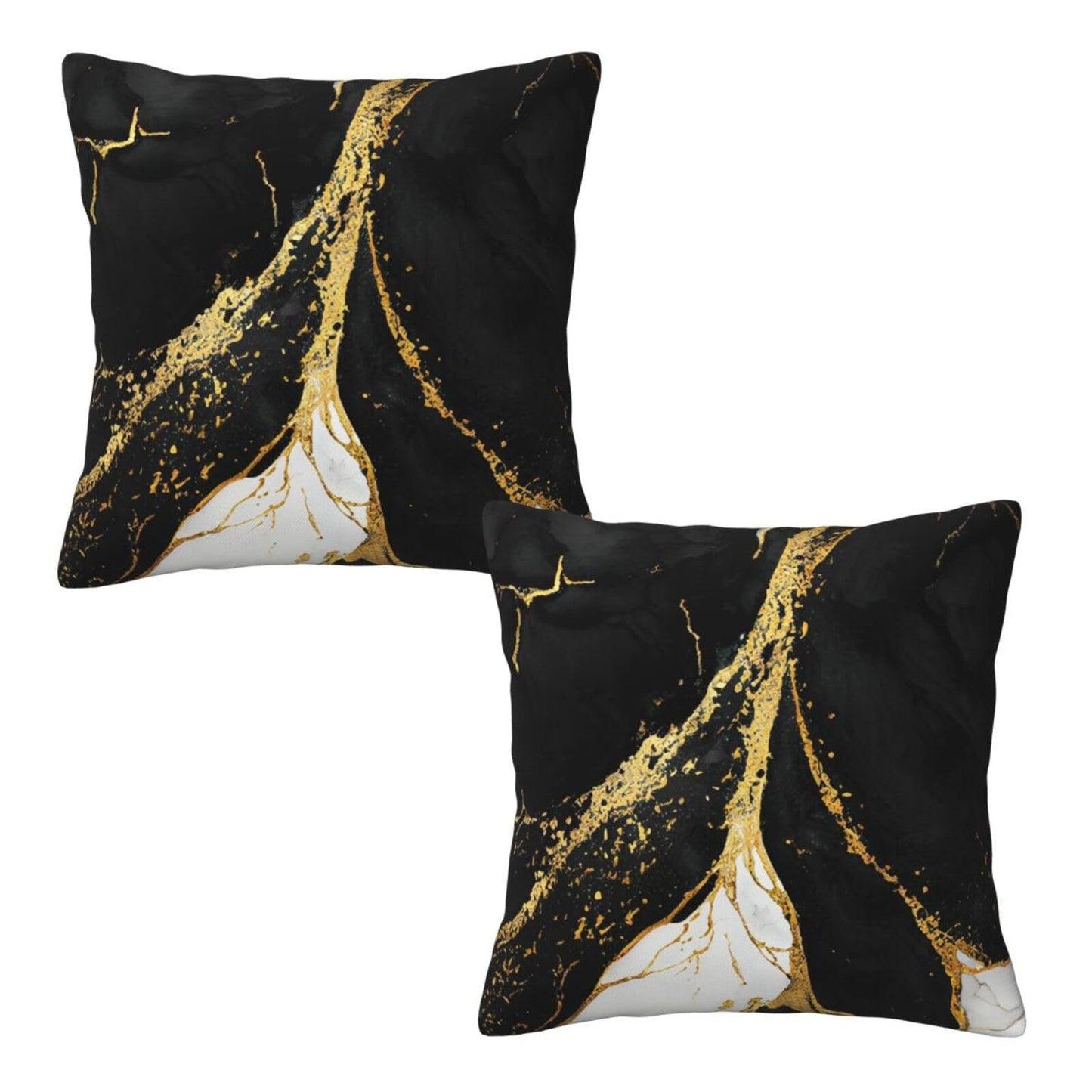 Lcokin Black and Gold Throw Pillow Cover 18x18 in Set of 2 Marble Cushion Modern Farmhouse Pillow Covers Soft Pillow Cases for Couch Sofa Bedroom Home Decor