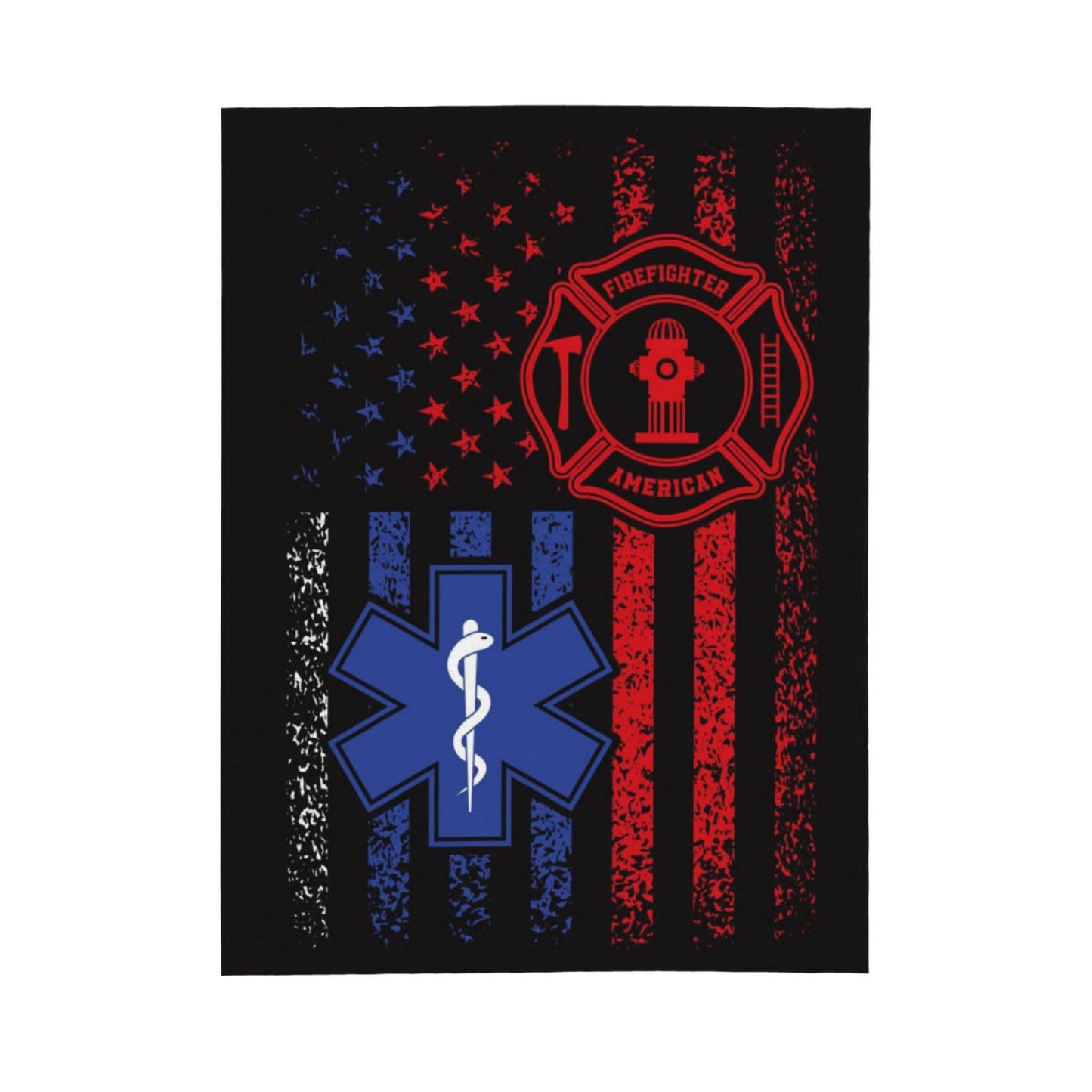 EMS Firefighter Blanket 80"x60" Soft Cozy Firefighter Gifts Blankets Warm Lightweight Plush Fleece Throws EMS Gift for Men Women