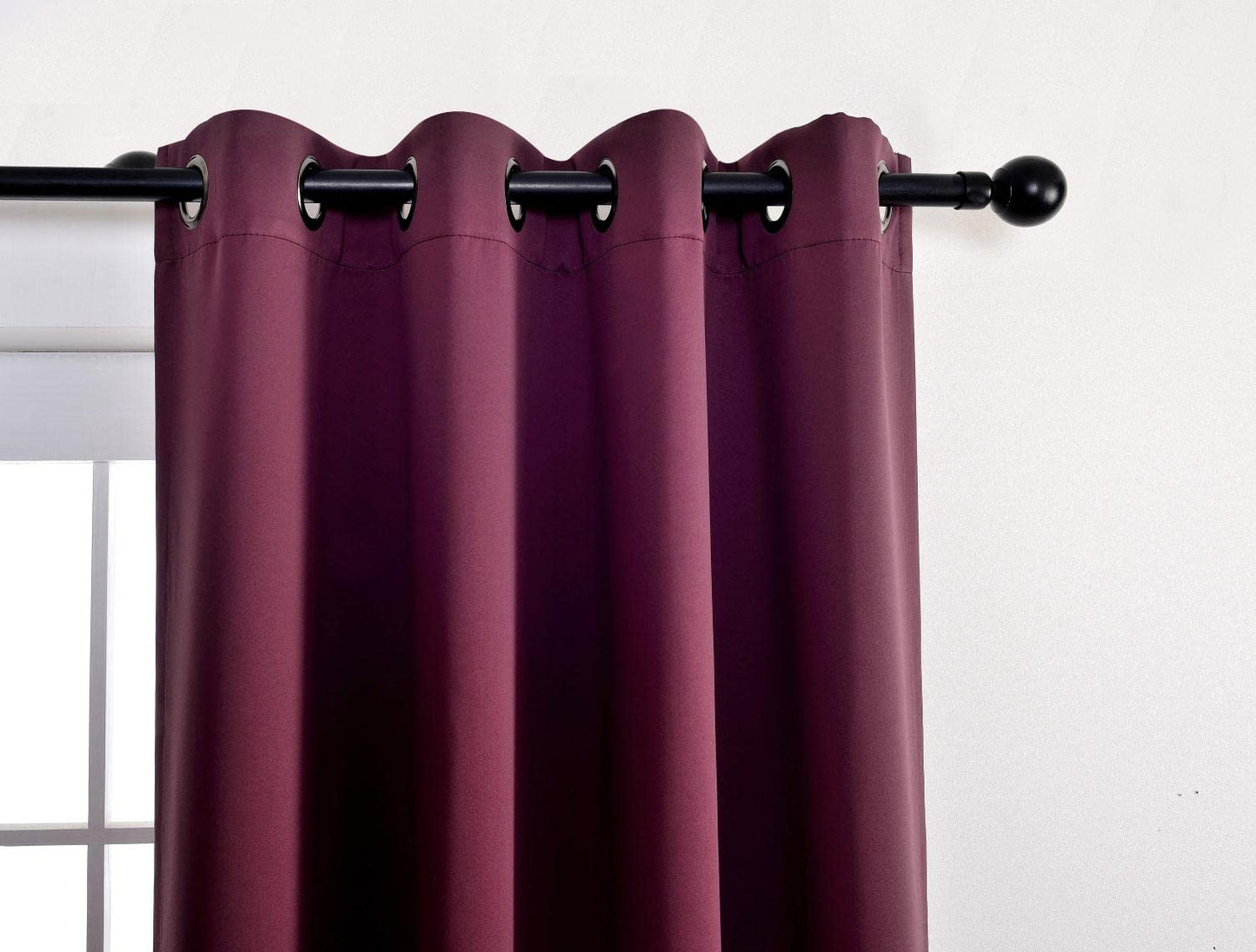 MIUCO Room Darkening Grommet Blackout Curtains for Livingroom Curtains Panels Set of 2 52x63 Inch Aubergine, Bonus 2 Tie Backs Included