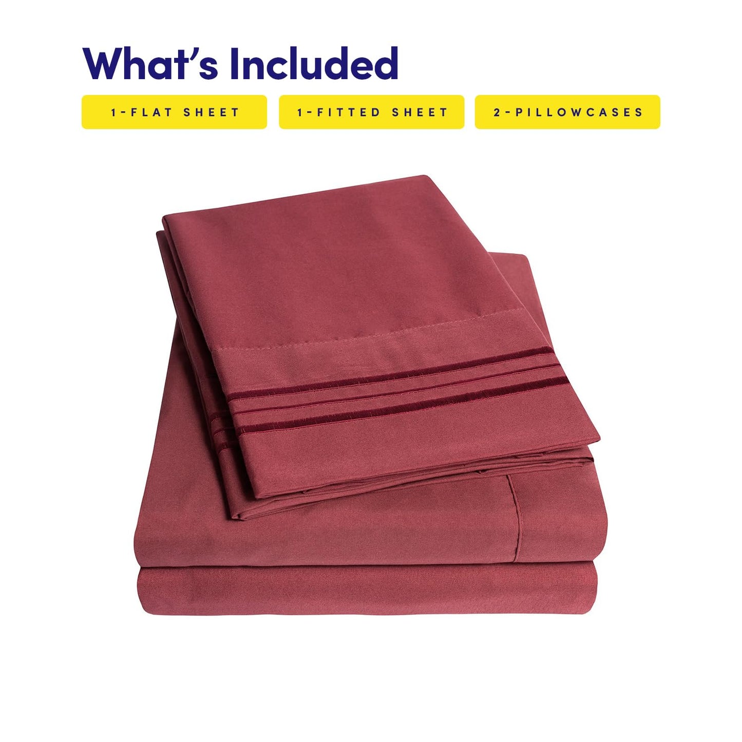 1500 Supreme Collection Queen Sheet Sets Burgundy - Luxury Hotel Bed Sheets and Pillowcase Set for Queen Mattress - Extra Soft, Elastic Corner Straps, Deep Pocket Sheets, Queen Burgundy
