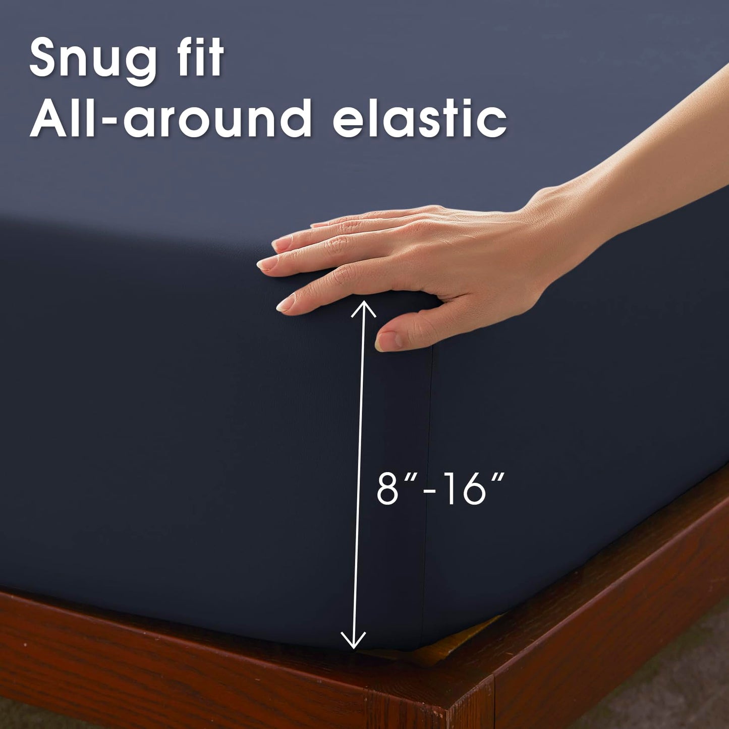 USXIBEI Queen Size 4 Piece Sheet Set - Comfy Breathable & Cooling Bed Sheets Set, Soft and Wrinkle Free, Deep Pockets, Easy & Secure Fit, Hotel Luxury Bedding - Oeko-Tex - Navy Blue