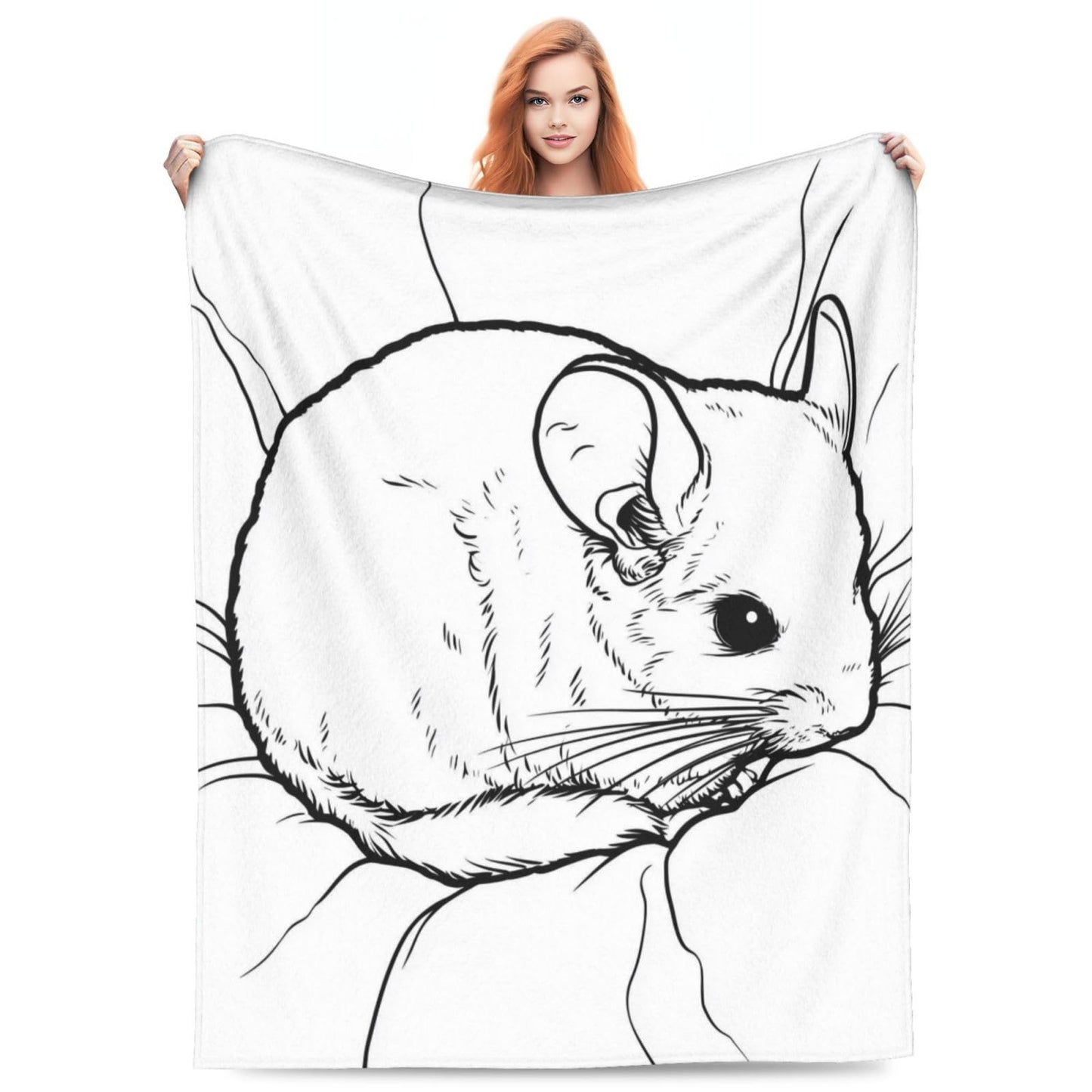 Cute Chinchilla Blanket, Gifts for Women, Black and White Animal Soft Lightweight Throw Blankets for Kids Girls, Travel Bed Living Room Decor, 50x60in