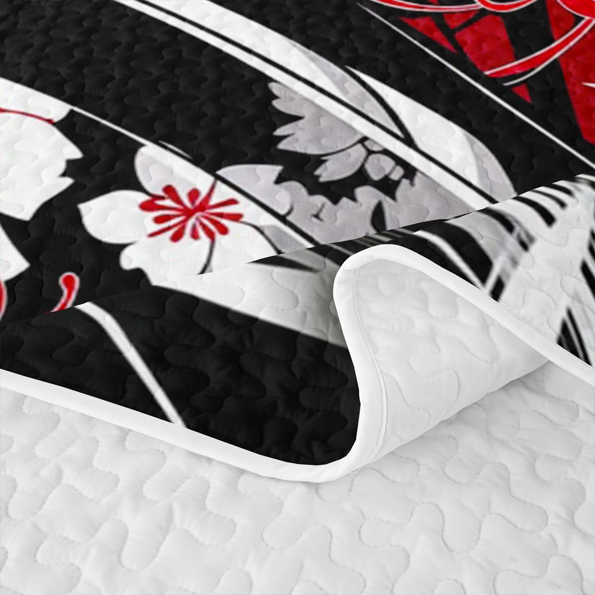 Erosebridal Geisha Beauty Quilts Twin Size - Japanese Style Bedspread Coverlet Set, Traditional Geisha Bamboo Flowers Quilt Coverlets 2Pcs (Only 1 Pillowcase)