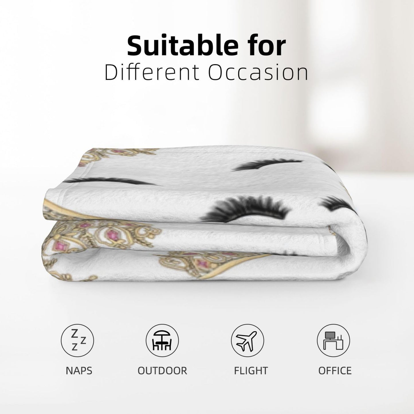 Ultra Soft Cute Lash Decor Blanket Eyelash Blanket Flannel Throw Blanket Bedding Suitable for Travel Camping Living Room Sofa Bedroom Decoration Gifts (Style-5, 50inx40in)
