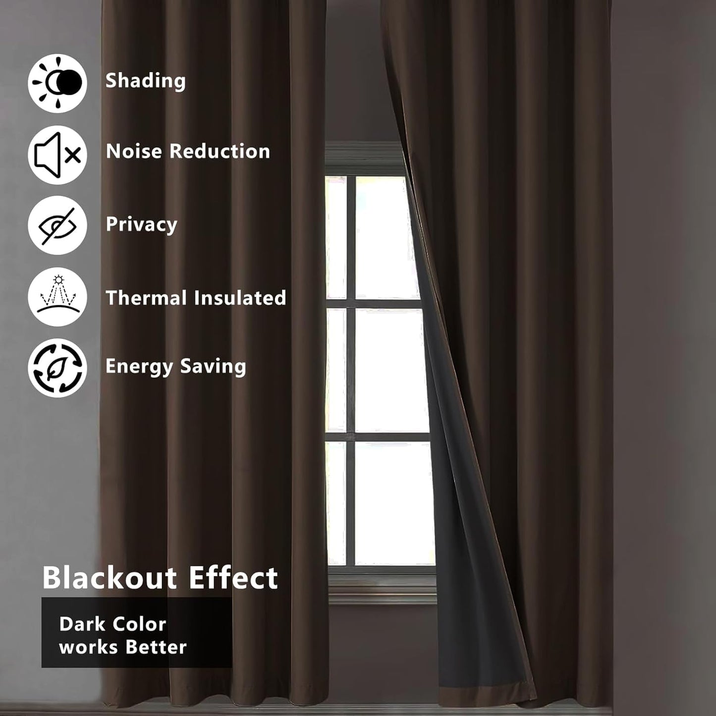 Rustic Wood Curtains 84 Inch Length - Wooden Barn Door Blackout Curtains for Bedroom Living Room, Thermal Insulated Room Darkening Grommet Countryside Drapes Window Treatments, 42Wx84L, 2 Panel Set