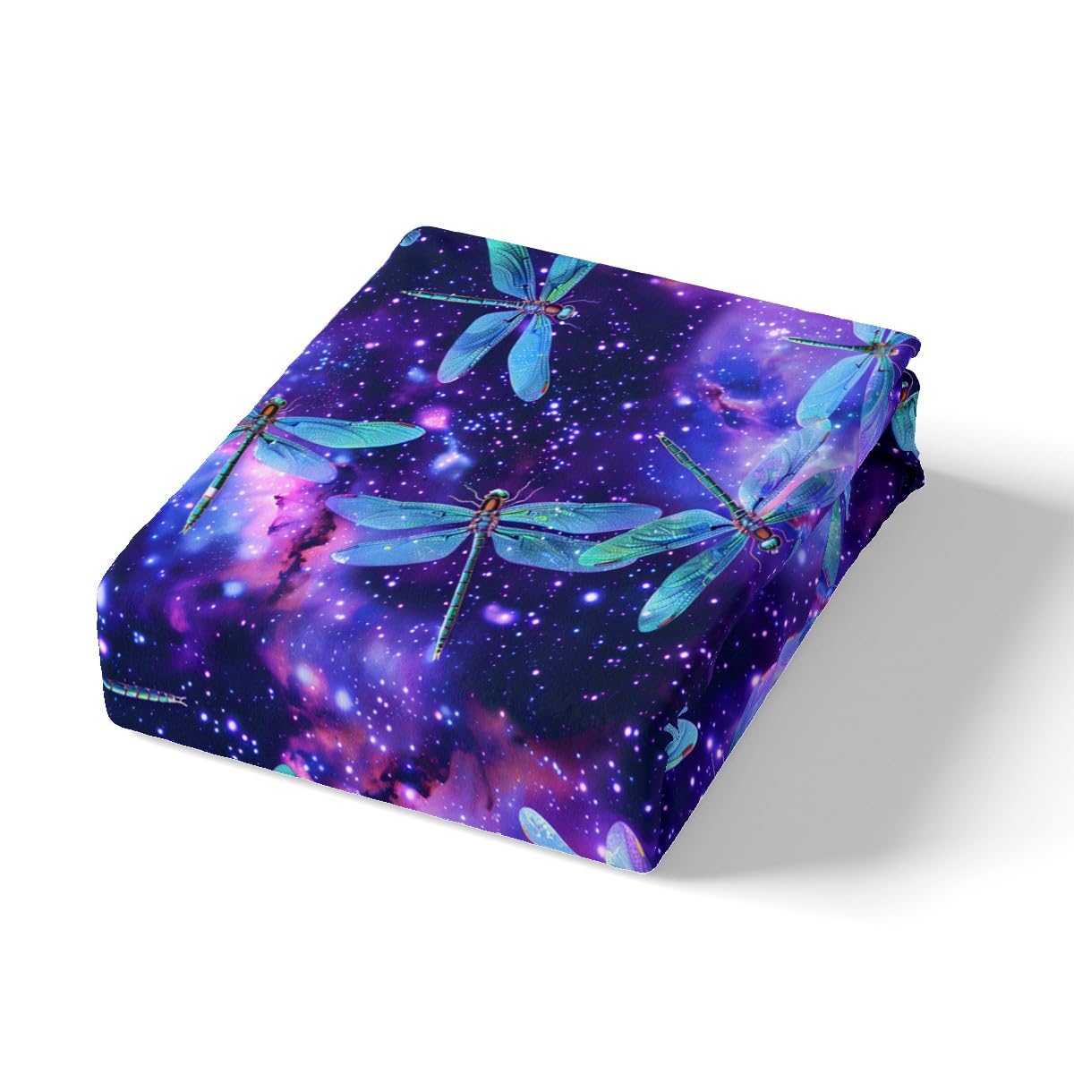 Feelyou Dragonfly Fitted Sheet s Animal Pattern Bedding Set for Boys Girls Children Purple Blue Galaxy Bed Sheet Set Ornamental Dragonfly Printed Room Decor Twin Size 2Pcs