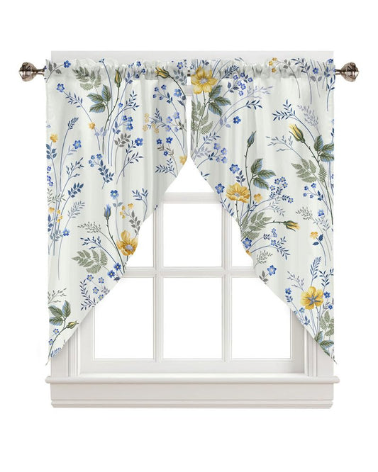 CAPSCEOLL Swag Valances Curtains Floral Leaves Rod Pocket Window Curtains for Kitchen & Bathroom, Farmhouse Decor - 2 Panels 29x36 Inches
