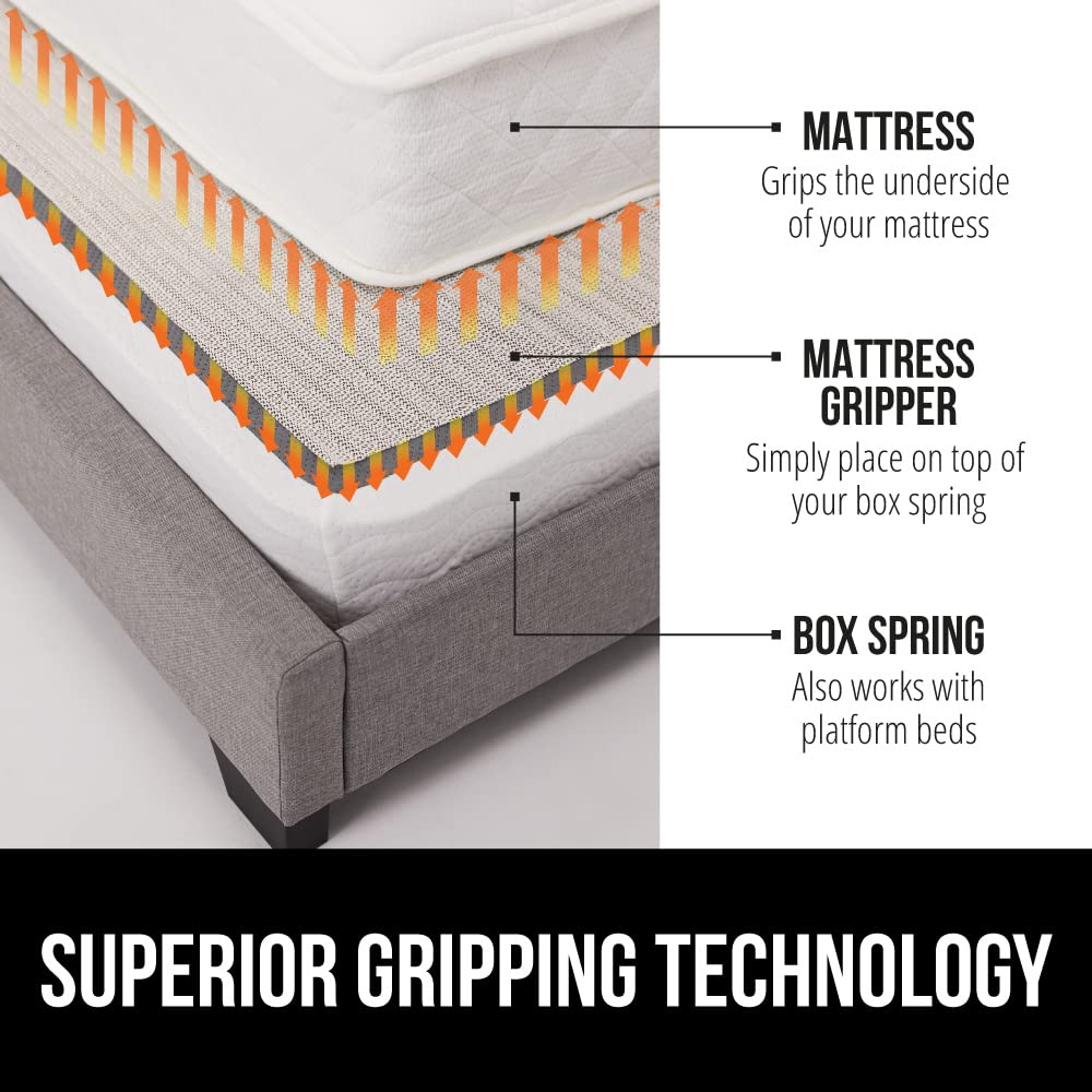 GORILLA GRIP Non Slip Mattress Gripper, Prevents Mattresses from Sliding and Holds Bed in Place, Pad Grips Beds, Sofa, Couch, Chair Cushions and Helps Keep Topper from Slipping, Easy Trim Pads, Queen