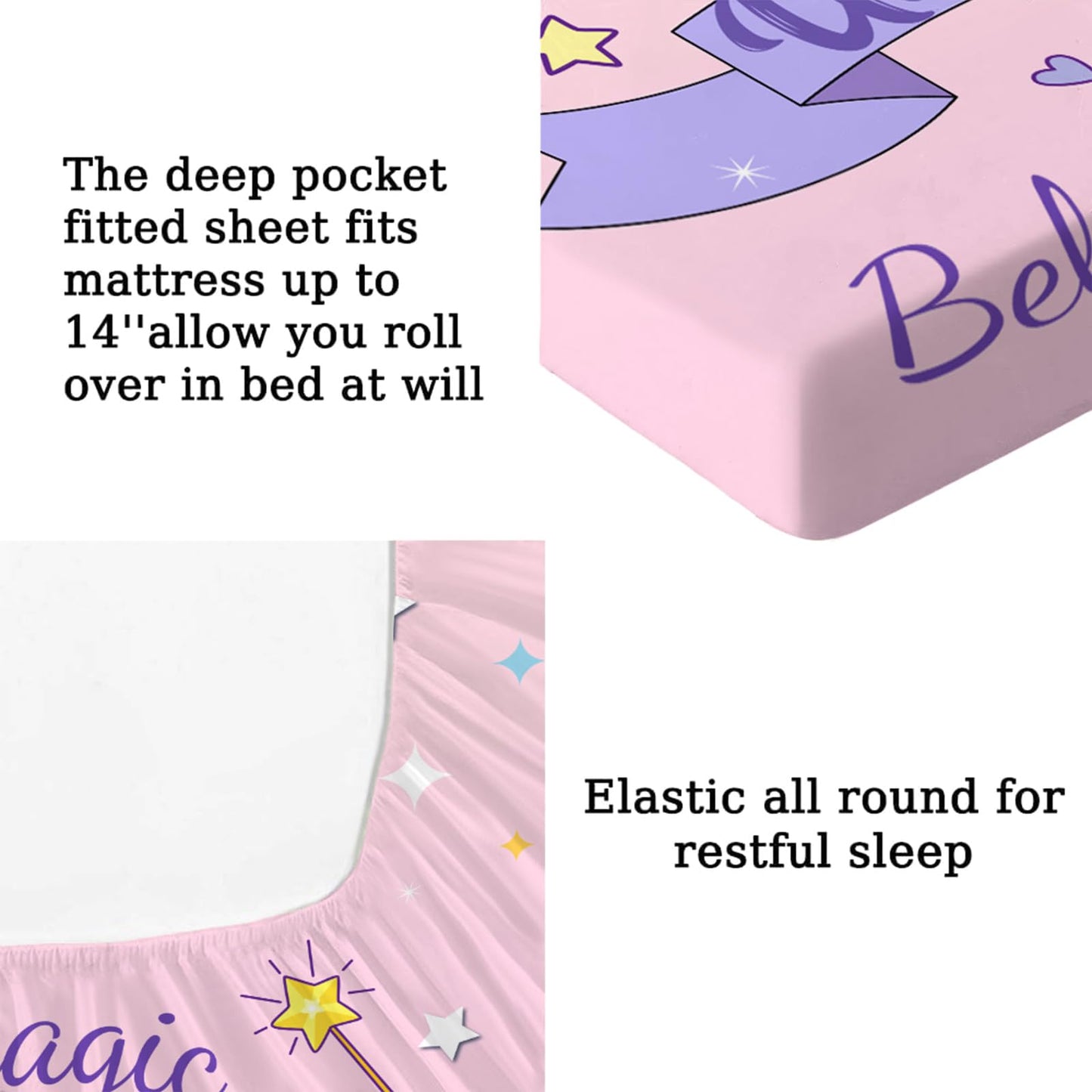 MUSOLEI Unicorn Sheet Unicorn Fitted Sheets Rainbow Bed Set Kids Sheets Kids Bedding Girl Bedding Girl bedset 1 Fitted Sheet with 1 Pillowcase （Twin）