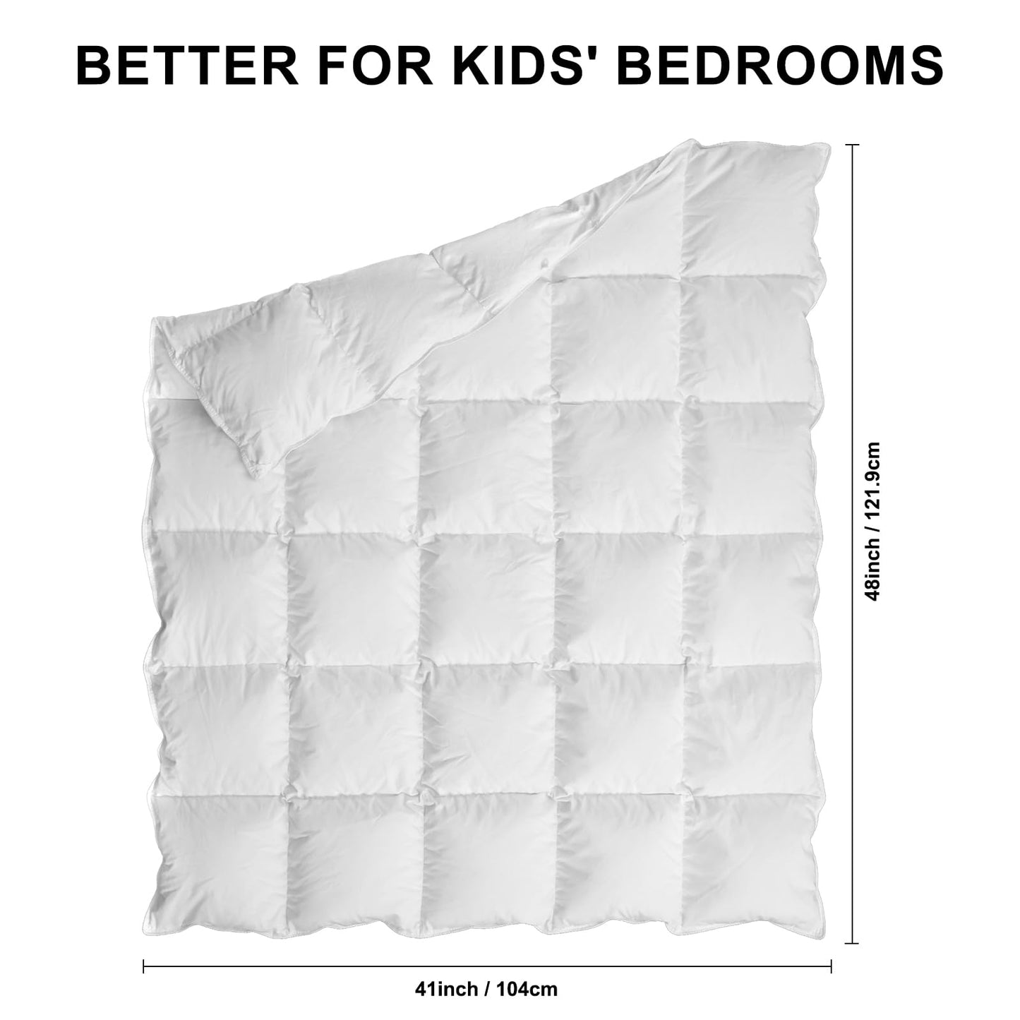 zzlamb Kids Toddler Comforter Crib Blanket, Warm Baby Down Quilt Crib Comforter Small Duvet Insert, Lightweight Soft Noiseless Cotton-Blended Shell Down Proof Machine Washable, White 41x48in