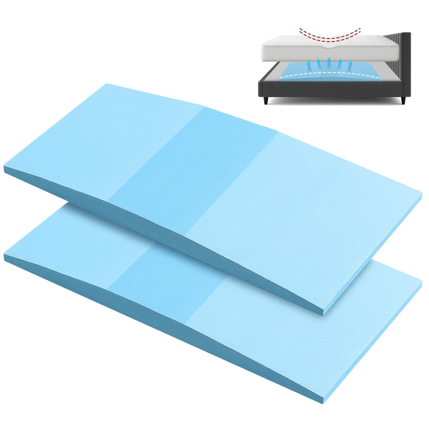 Geelin 2 Pcs Sagging Mattress Support Pads, High Density Foam Mattress Dip Fixer for Under Bed Support, 47"x25"x2" Targeted Firming Insert for Sinking Bed, Sofa Cushion Repair