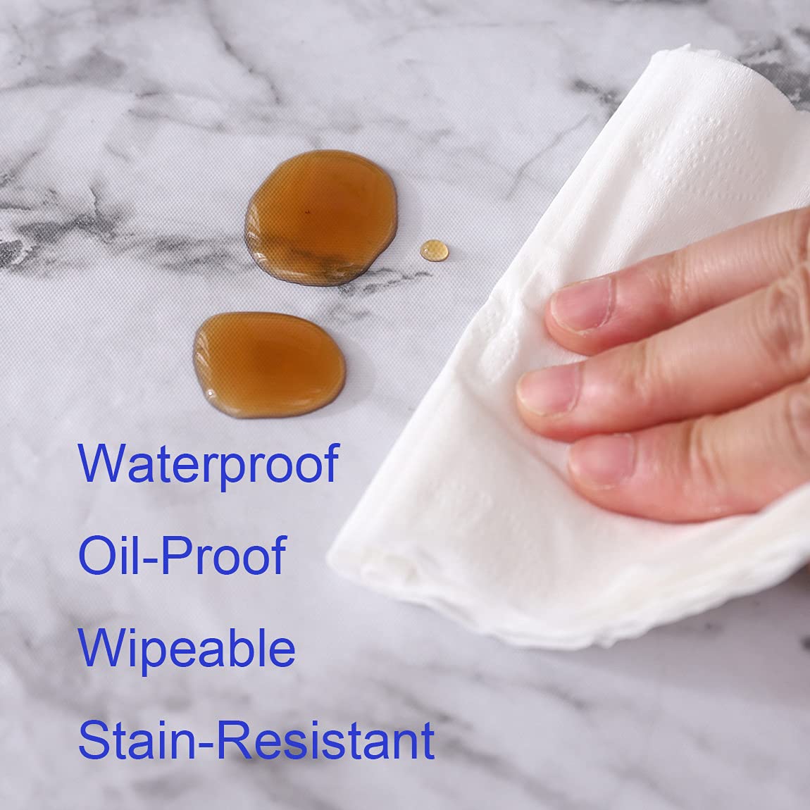 Walrus Round Vinyl Fitted Tablecloth with Flannel Backing Elastic Edge Design Table Cover Waterproof Oil-Proof PVC Table Cloth Stain-Resistant Best for 37"-44" Round