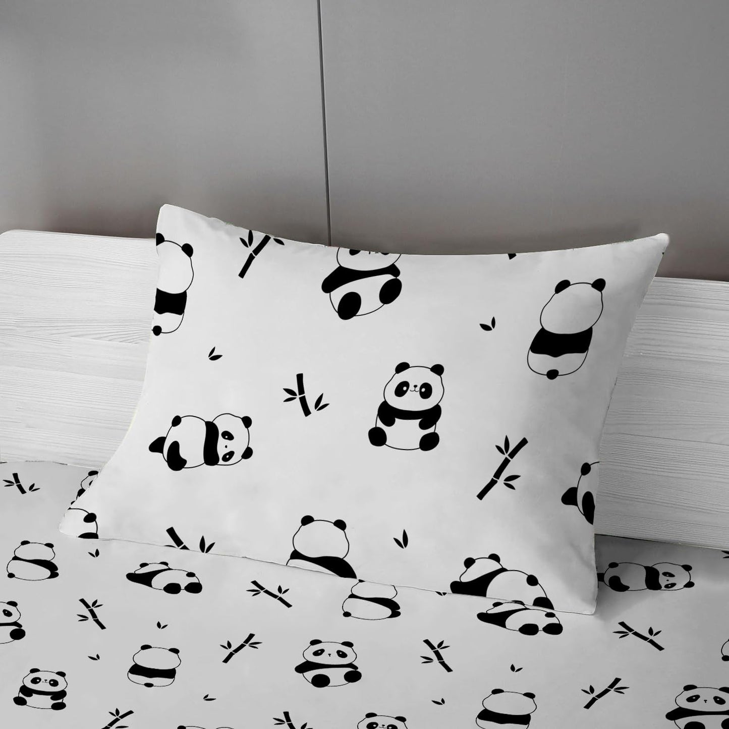 MUSOLEI Panda Sheet Panda Fitted Sheet Cute Animal Pandas Bed Sheets Girl Twin Sheets Girl Full bedsheet Girls Bedding Cute Girls Bed Sheet 1 Fitted Sheet with 1 Pillowcase (Twin)