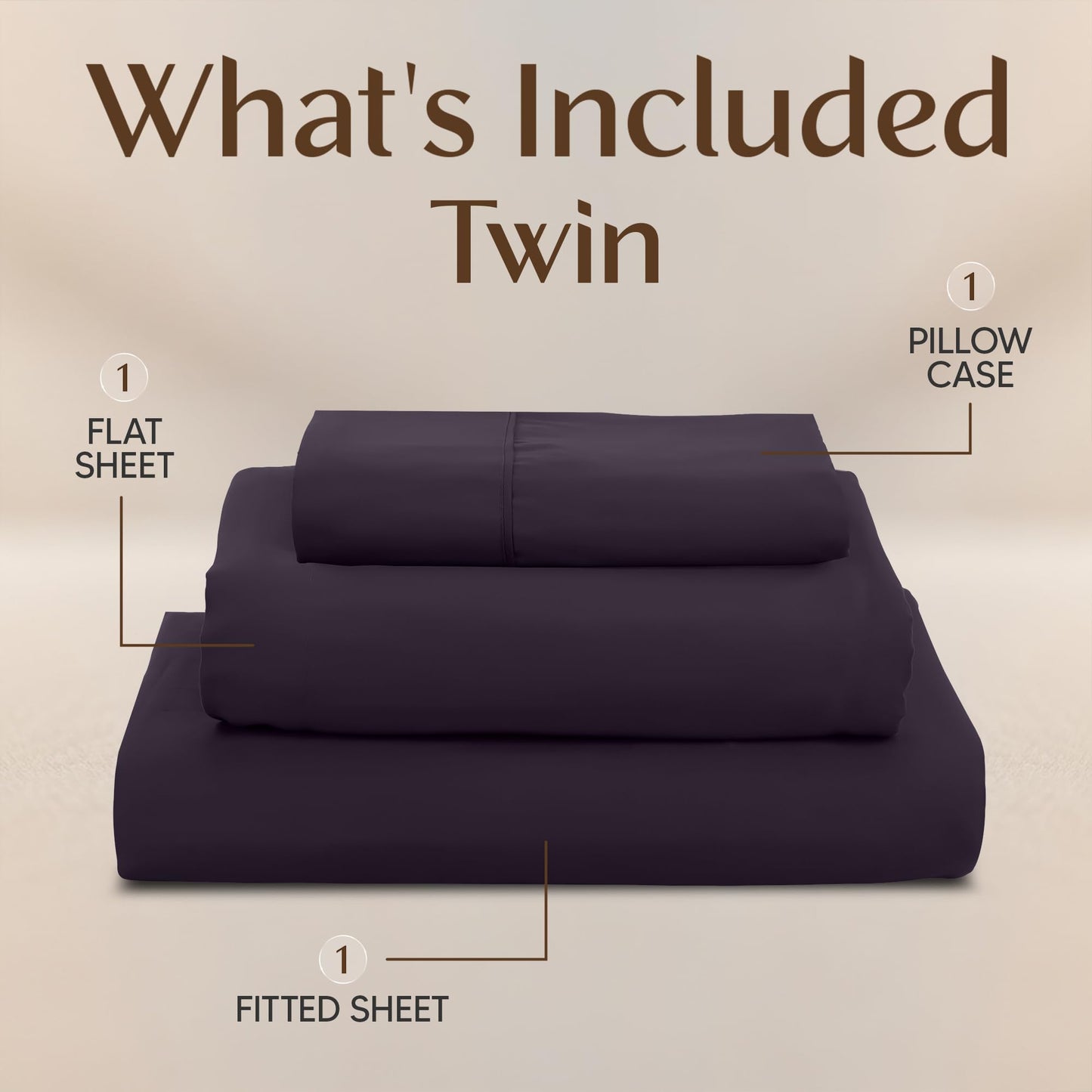 Utopia Bedding Twin Sheet Set – 3 Piece Bed Sheets for Twin Size Bed, Soft and Breathable Microfiber, Includes 1 Fitted Sheet, 1 Flat Sheet and 1 Pillowcase – Oeko Tex (Dark Purple)