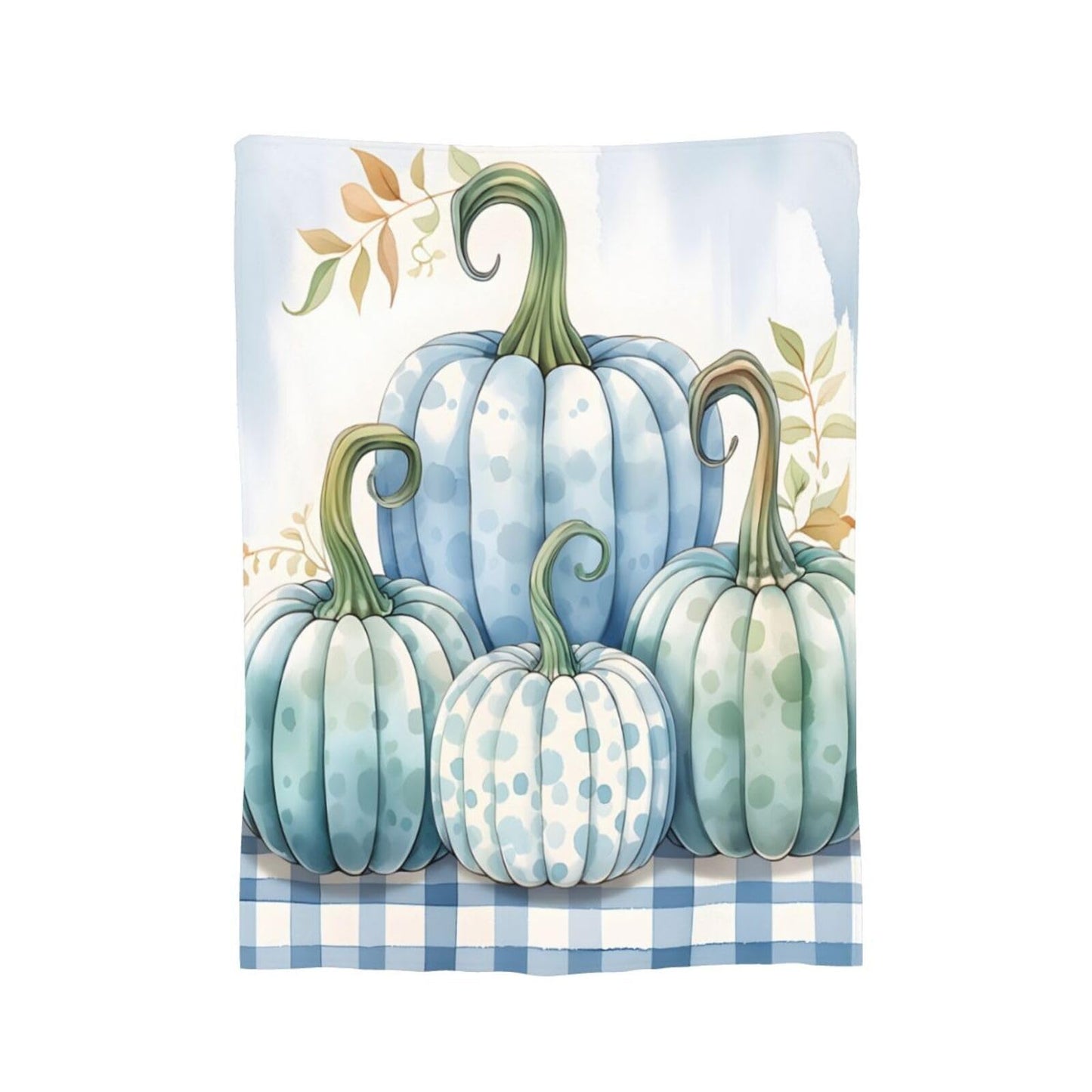 Blue Pumpkins White Gingham Throw Blanket for Couch Soft Blanket for Bed Bed Sofa Decor for Living Room Bedroom 60"X50"