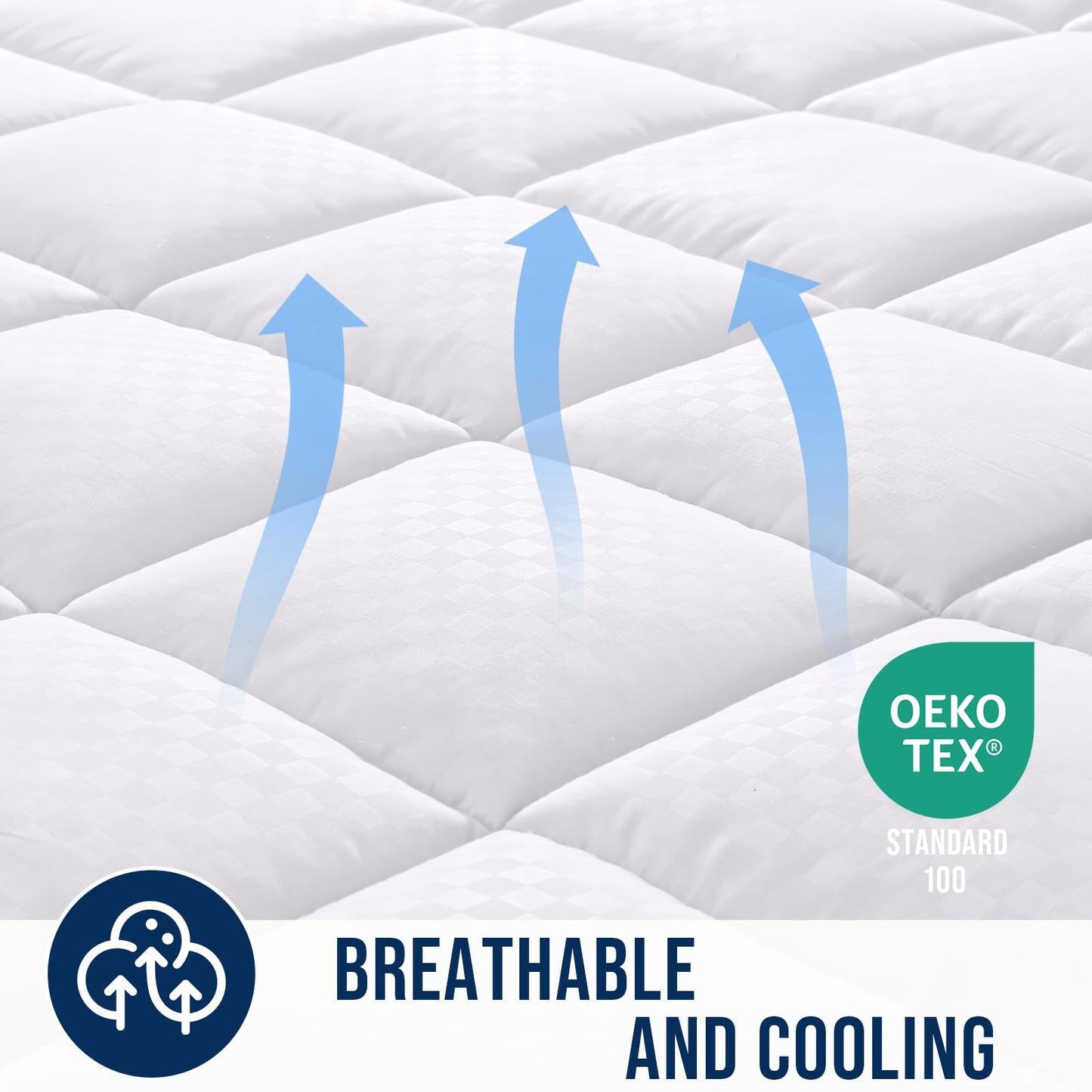 OLANLY Queen Quilted Fitted Mattress Pad – Soft Pillow Top Mattress Topper, Down Alternative Fill, Cooling Comfort Breathable Mattress Cover, Machine Washable Deep Pocket Mattress Protector, White