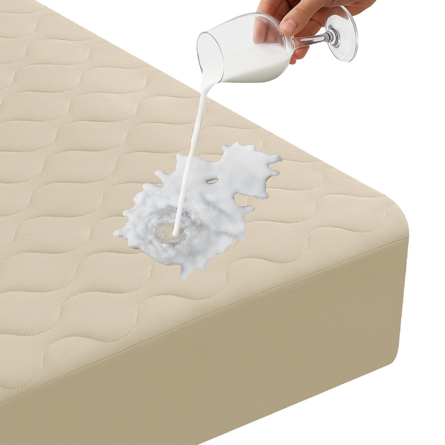 Waterproof Mattress Protector,Full Mattress Protector Fitted Up to 16" Deep Pocket, Soft Breathable Bed Mattress Cover for Bedroom,Doom Room Machine Washable,(Khaki)