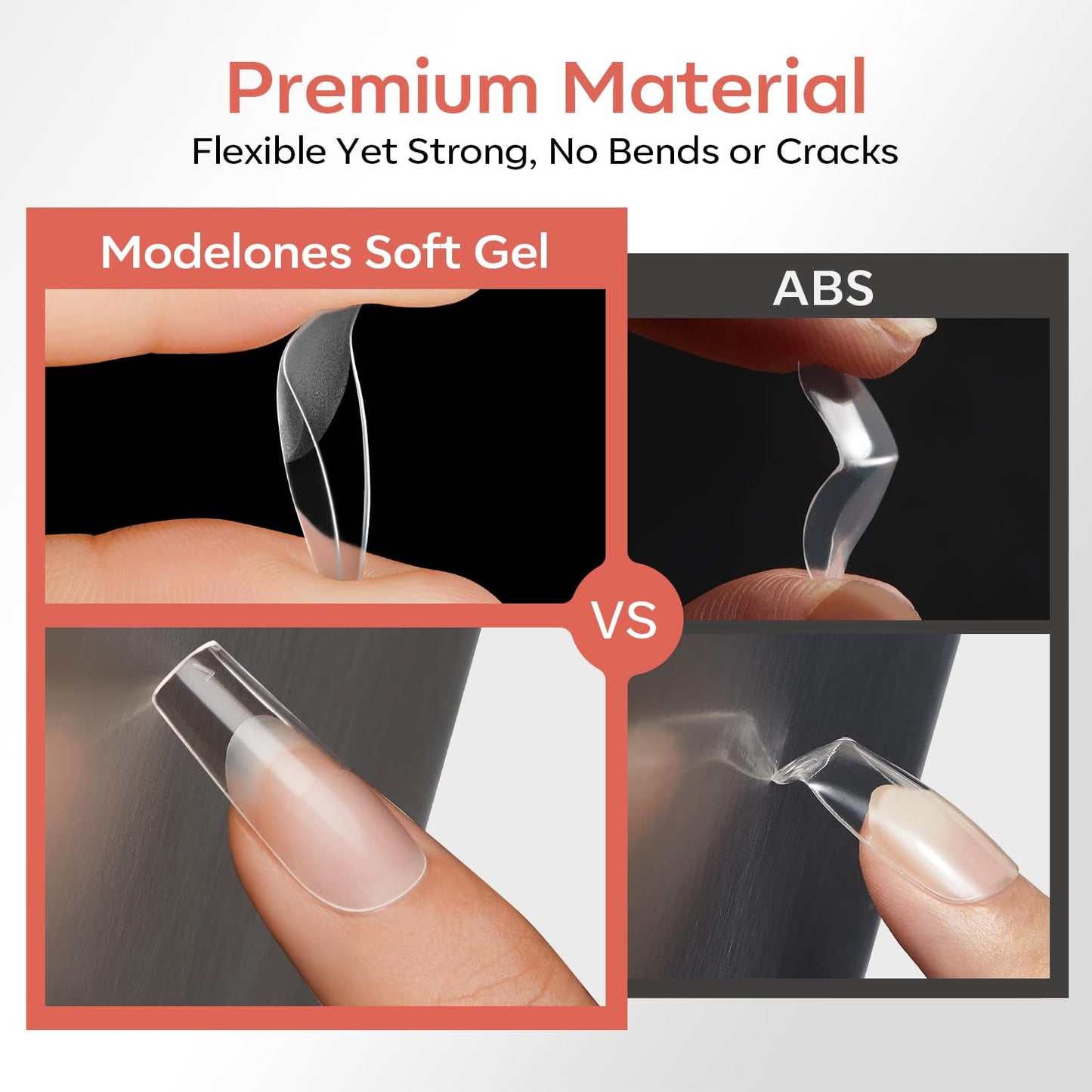 modelones Extra Short Coffin Gel Nail Tips, 360pcs Pre-etched Clear Fake Nails Press On Full Cover Half Matte 15 Sizes Acrylic Gel Tips for Extension Salon