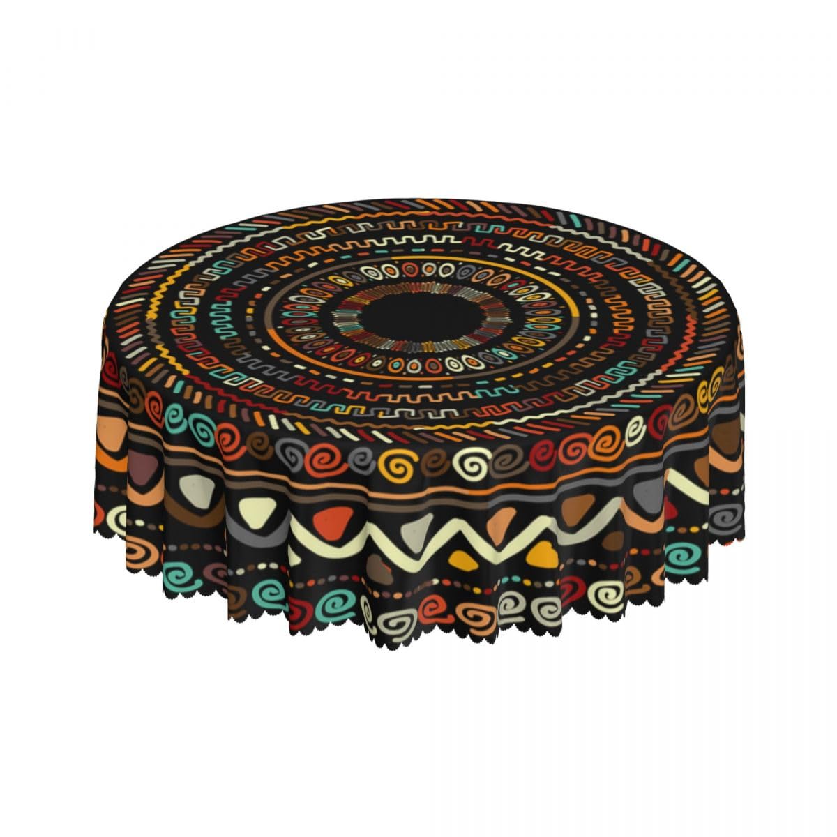 SHADIORA African Tribal Table Cloths, Retro African Abstract Geometric Line Kwanzaa Juneteenth Traditional Ethnic Coffee Table Cover Decor for Kitchen Dining Room Outdoor Home Party, 36" Round