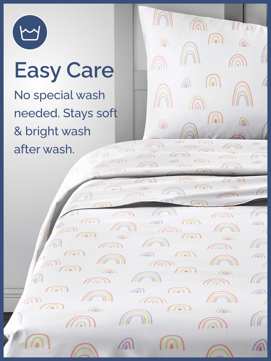 Kids Full Size Bed Sheet Set - 4 Piece Kids Loft Bed Sheets - Rainbow Cartoon Theme Bedding - Soft, Cute and Cozy - Breathable and Machine Washable - Colorful Bed Set for Boys, Girls, Teens & Toddlers