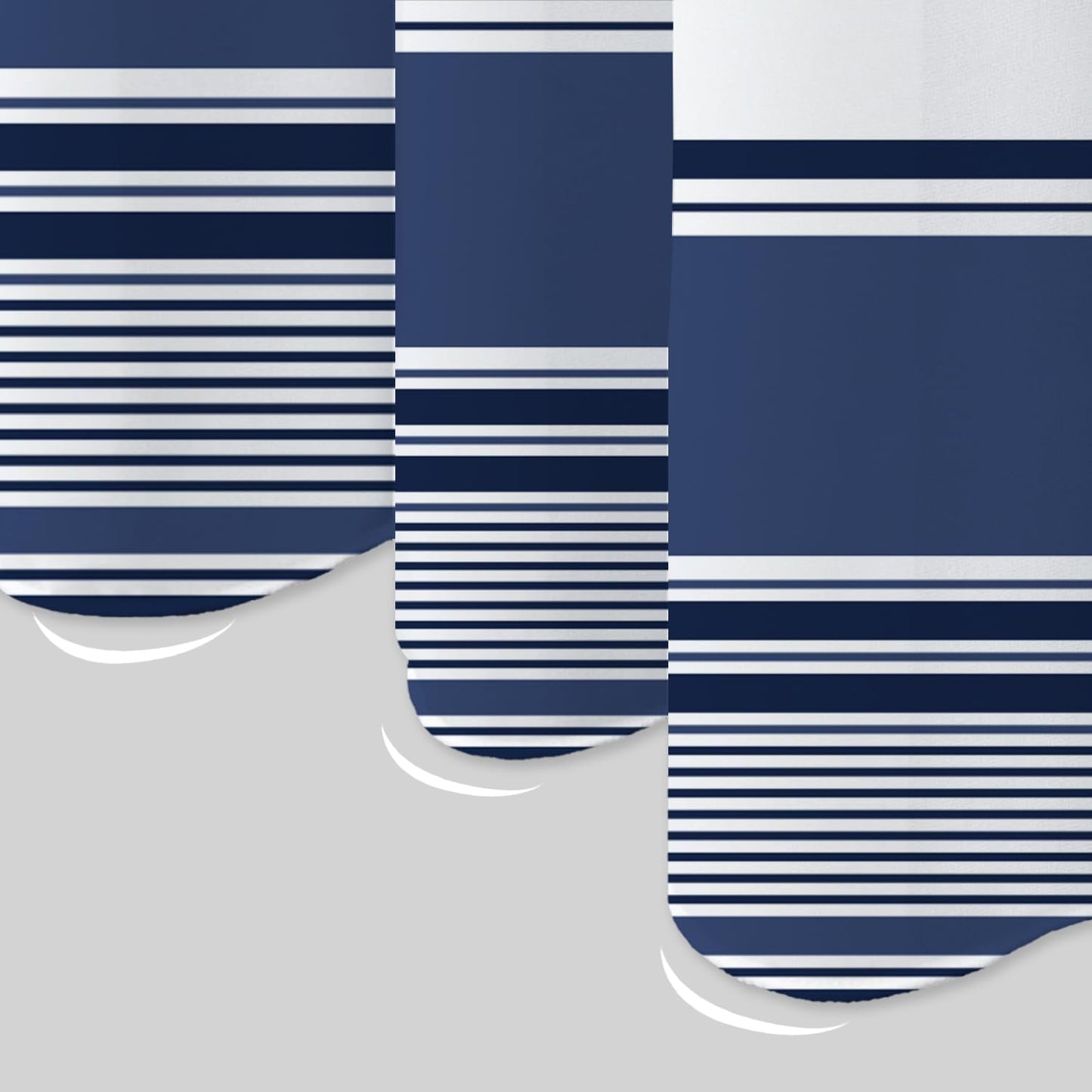 NAEMBCU No Hook Navy Blue Striped Shower Curtain with Snap in Liner Set