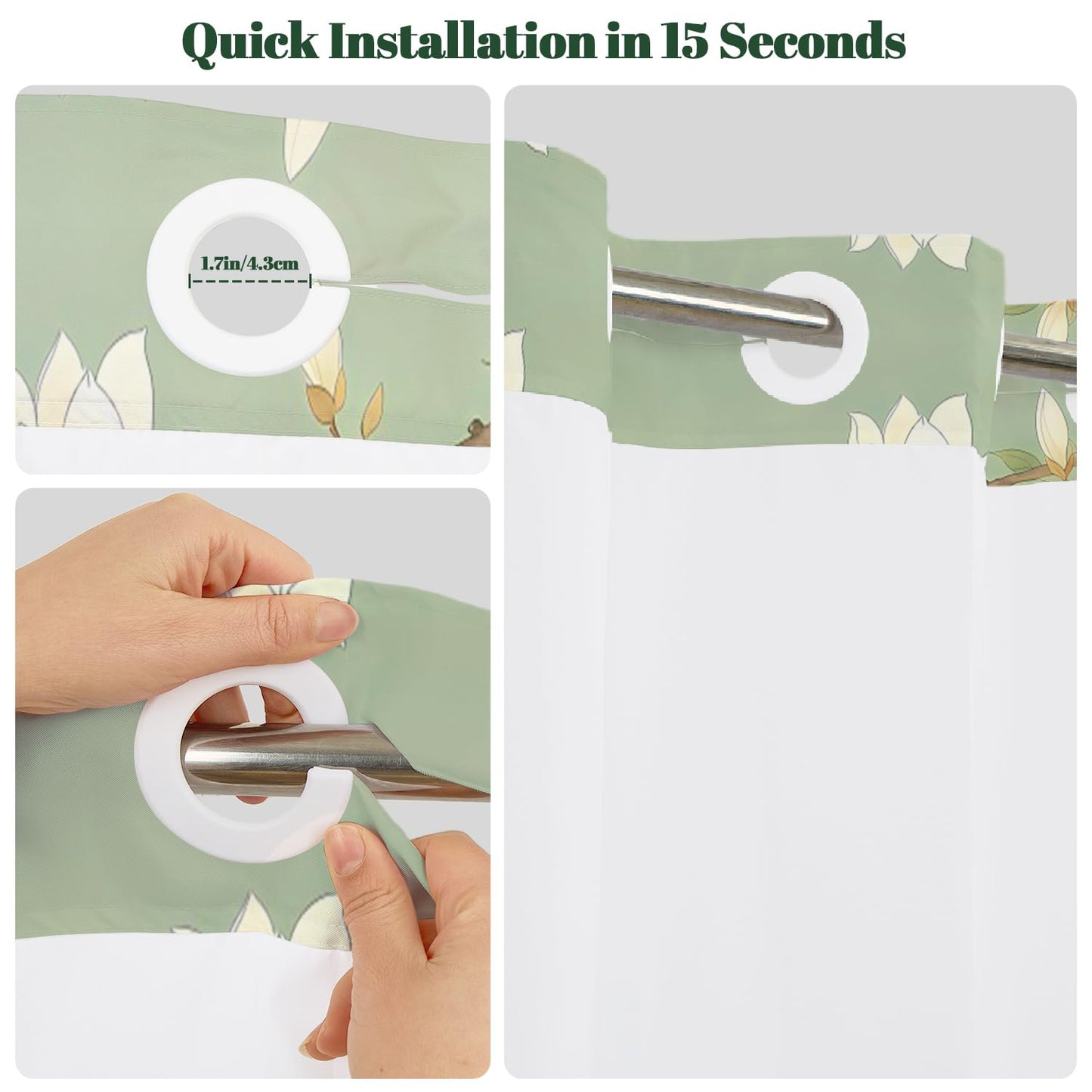 Xiazhilaio Zen Crane No Hook Shower Curtain with Snap in Liner, 71x74 Inch