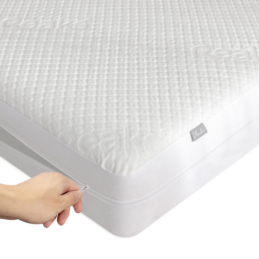 Queen Size Mattress Protector with Zipper - 100% Waterproof Zippered Mattress Cover - Soft & Cooling Noiseless Bed Mattress Covers - Top Removable Mattress Encasement 10-12" Deep