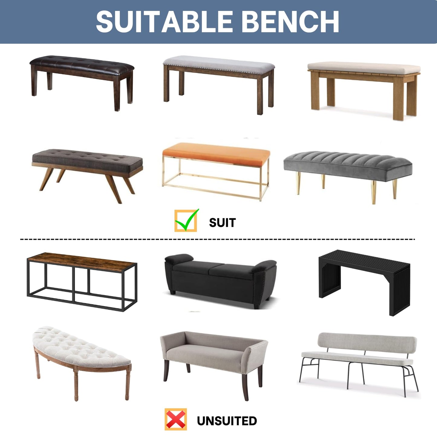 SearchI Dining Bench Cover, Stretch Washable Long Bench Seat Covers, Rectangle Dining Table Bench Slipover for Dining Room, Living Room, Kitchen(Beige Linen-Look Print)
