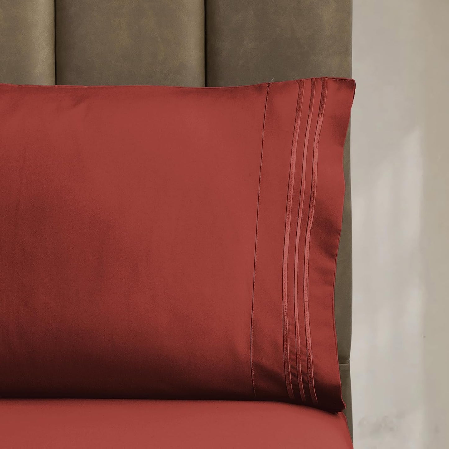 CELINE LINEN Premium 1800 Hotel Quality Wrinkle-Resistant 4-Piece Microfiber Sheet Set - Luxury Ultra Soft and Breathable Bedding 16 Inch Deep Pocket 4PC Sheet Set, King, Rust