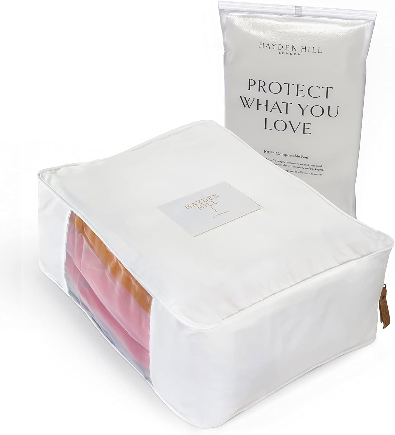 Hayden Hill Luxury Organic Cotton Sweater Storage Bag - Fits 4 Fine Knits - 15 Inch - Breathable Moth Proof Clothes Storage For Cashmere - Garment Organizer For Closet
