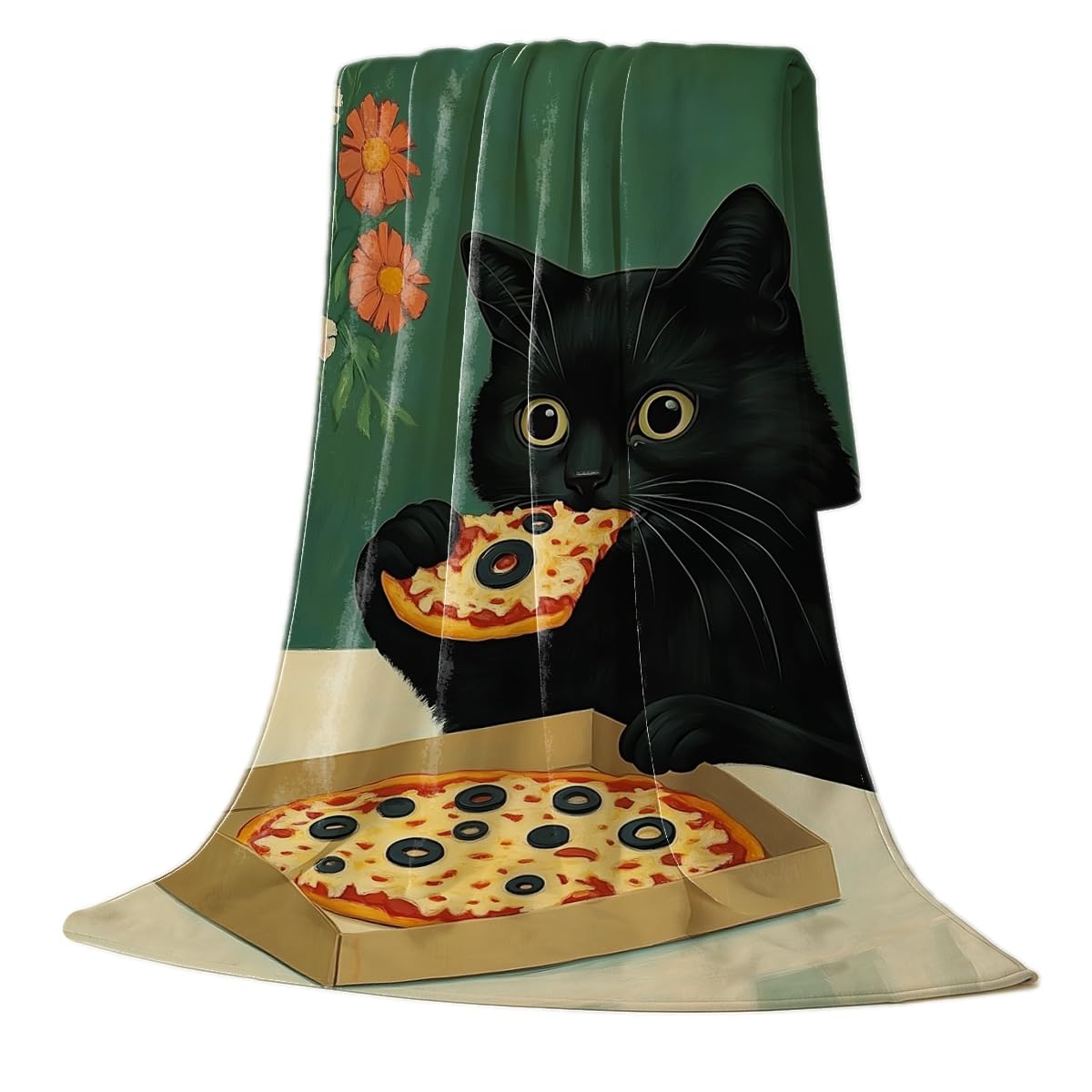 HUNXIAOJ Cat Blanket Throw Flannel Soft Cozy Cute Cat Decor Pet Blanket for Couch Bed Sofa Gift for Women Girls Kids 49"x59"