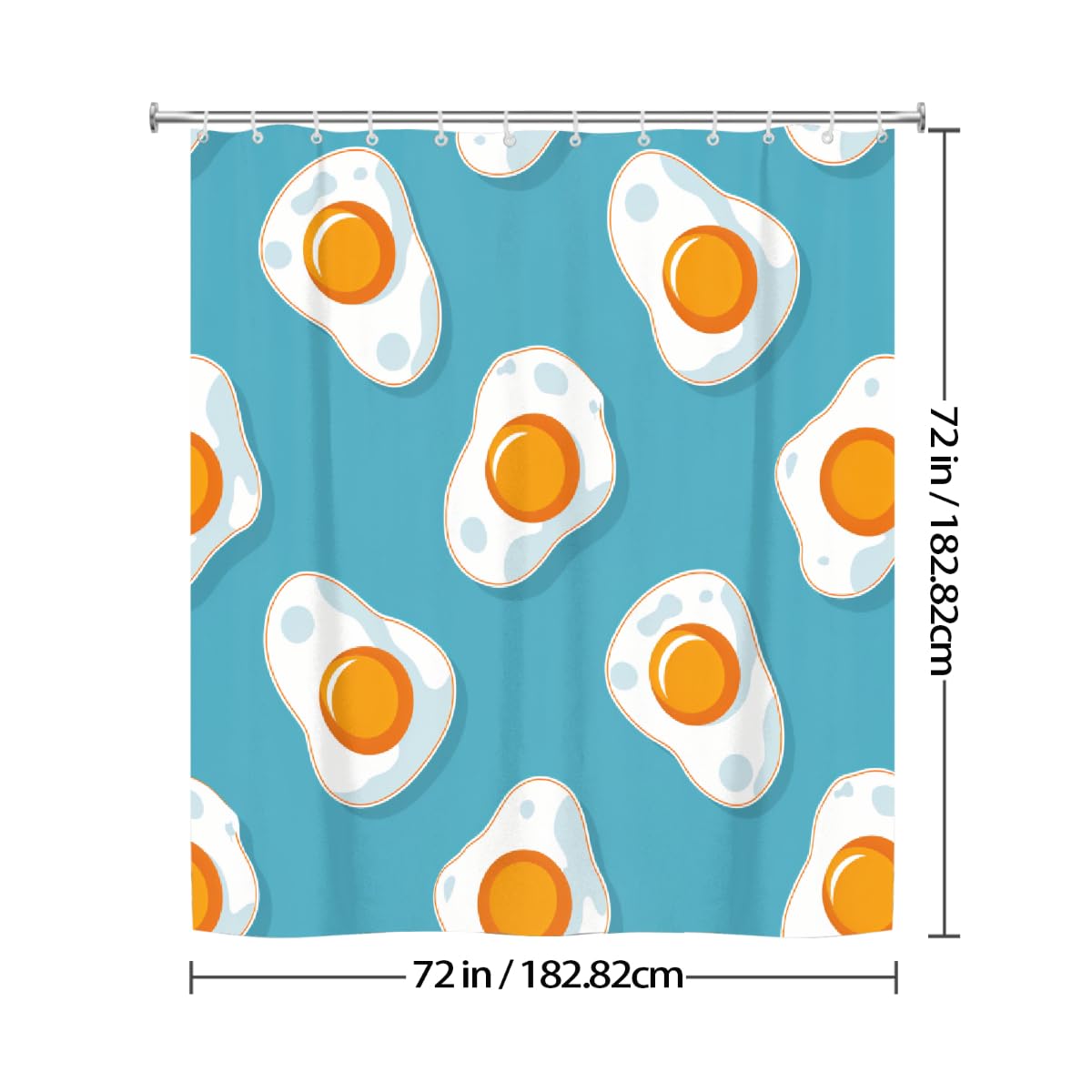 Ivolege Shower Curtain with Hooks, Fried Egg Blue Shower Curtain