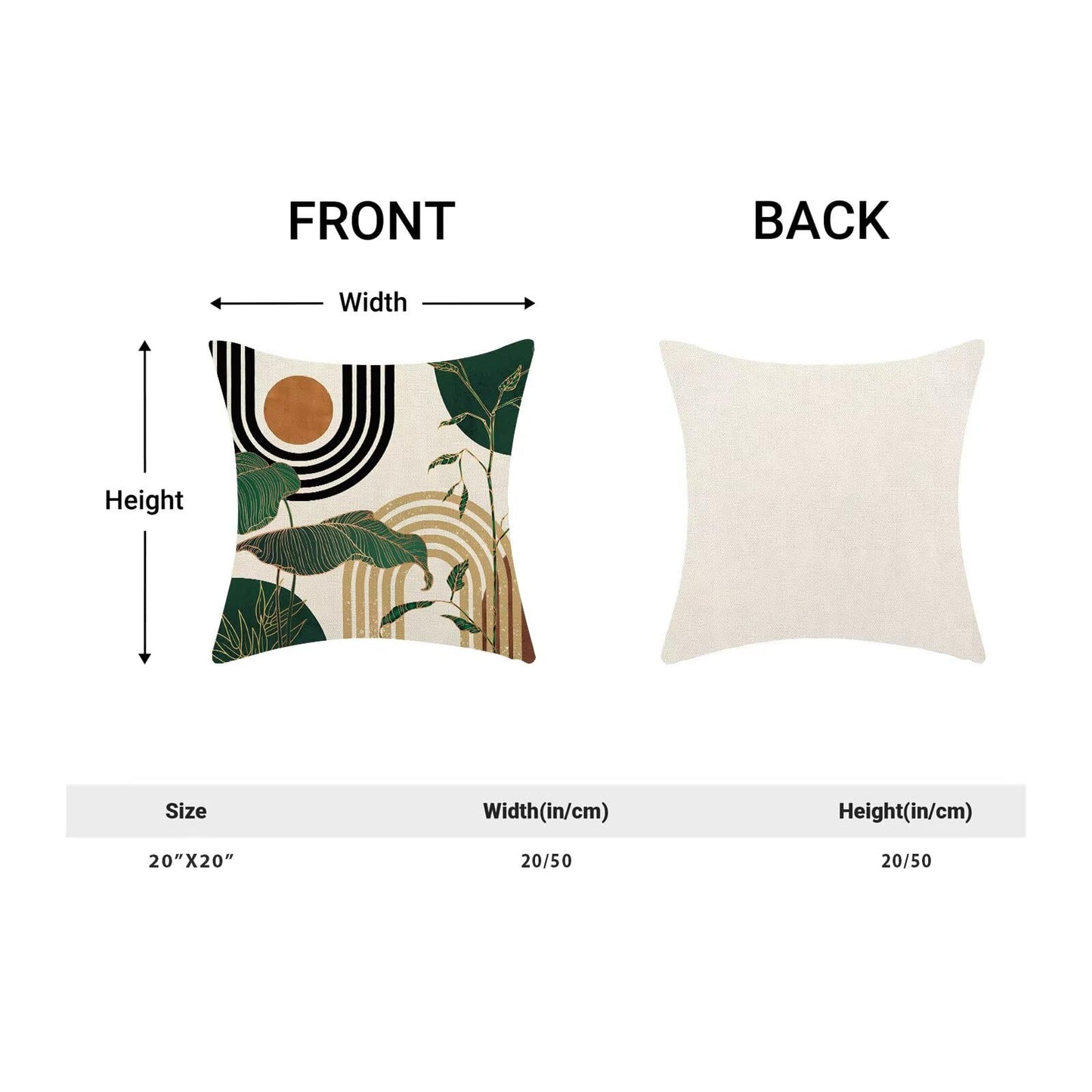 AEIOAE Green Mid Century Pillow Covers 20 x 20 inch Set of 2 Boho Minimalist Tropical Retro Decorative Throw Pillow Abstract Outdoor Linen Square Farmhouse Cushion Cover for Home Couch Sofa