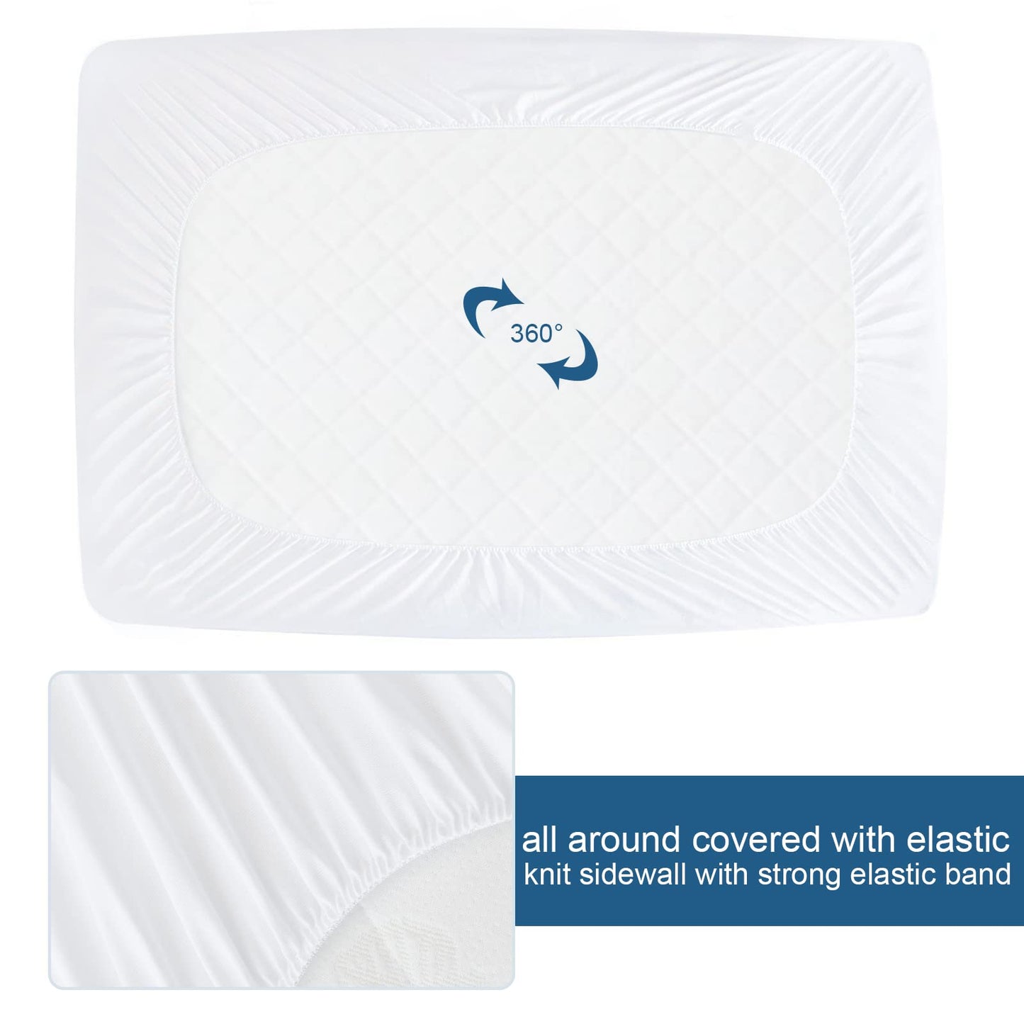 2 Pack Full Size Mattress Protector Waterproof Mattress Topper Cover Full Fitted Sheets up -14'' Breathable & Noiseless Mattress Protector Machine Washable