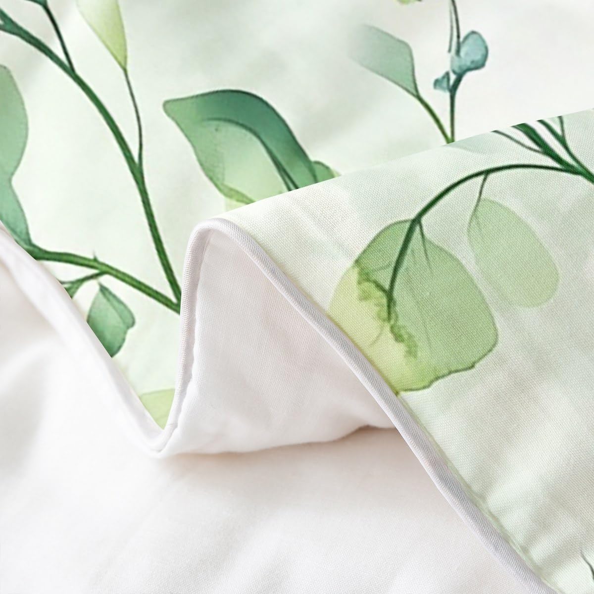 Erosebridal Abstract Grass Green Leaf Full 100% Cotton Duvet Cover, Turquoise Hummingbird Bedding Set, Mint Green Boho Bedclothes, Watercolor Botanical Aesthetic Comforter Cover