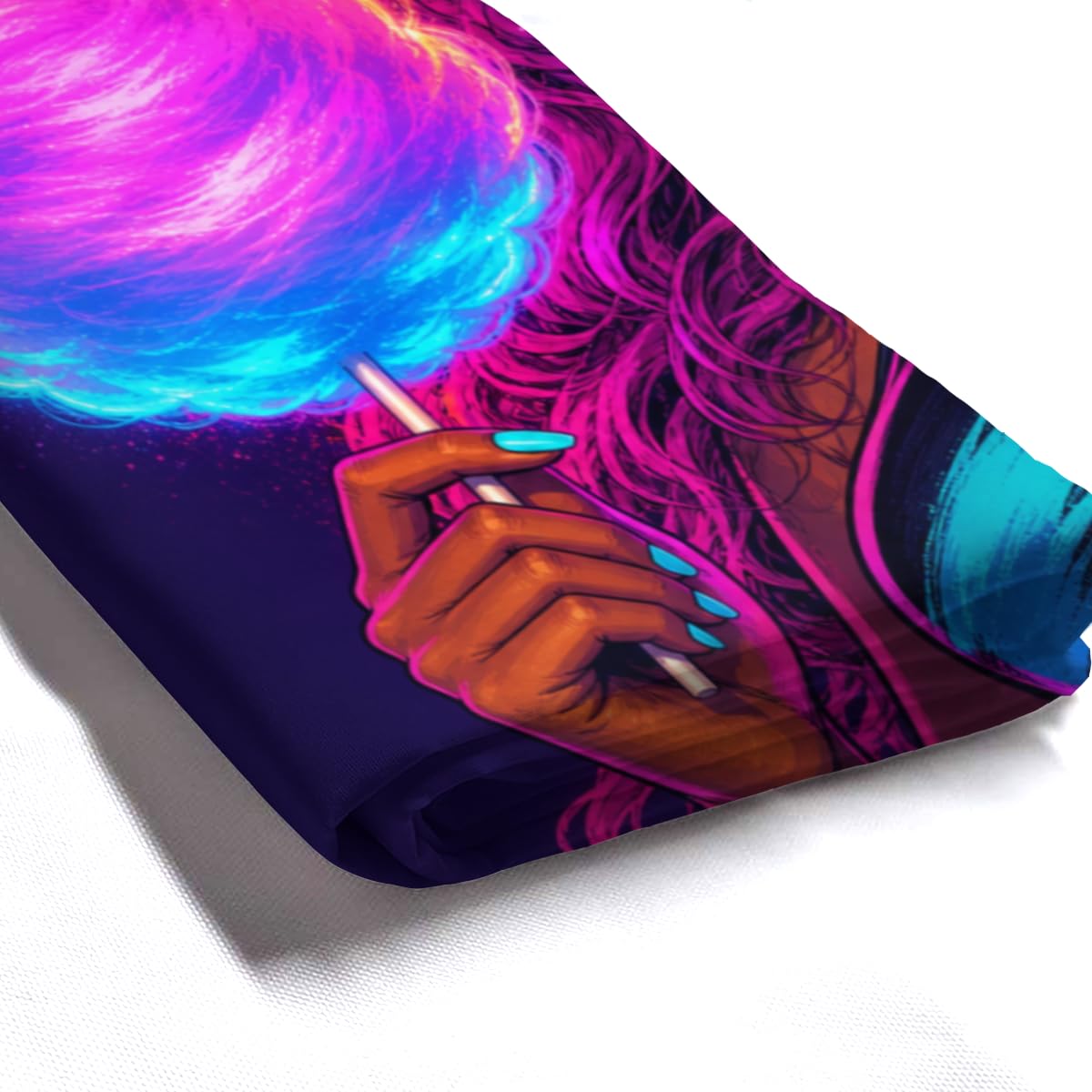 TopPacific Cotton Candy Woman Shower Curtain 72x72 Inch Shower Curtain with 12 Hooks Polyester Woman Sunglasses Cotton Candy Neon Circle Background Bathroom Decor