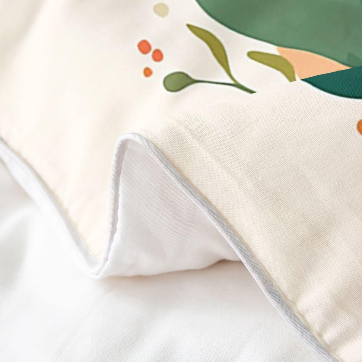 Erosebridal Florals Bedding Set Full Spring Leaf Floral 100% Cotton Duvet Cover Summer Botanical Garden Comforter Cover for Kids Girls Boys Adults Beige Pink Flower Bedclothes 3 Pcs