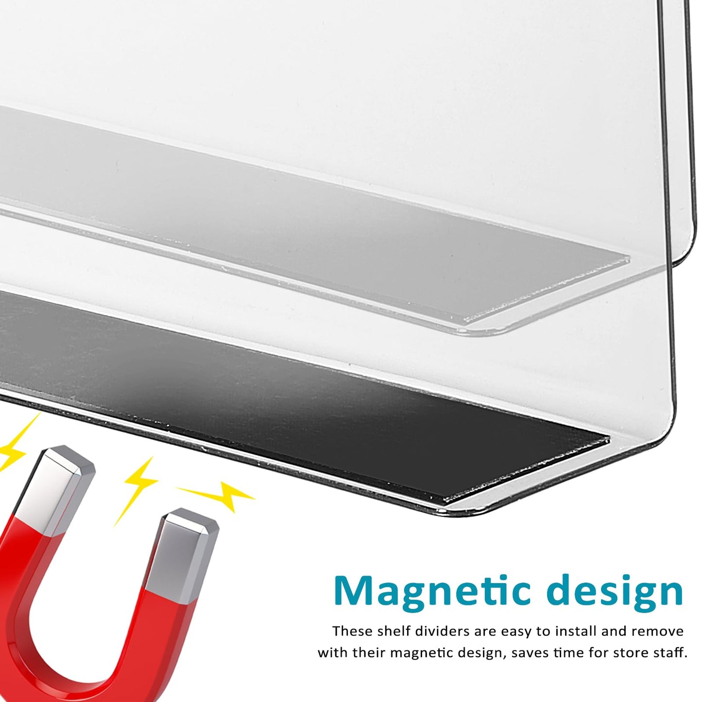 Baluue 6 Pack Shelf Dividers for Metal Shelves, Closet Shelf Divider with Magnetic Separator Organizer for Clothes, Handbags, Purses, Towels Retail Display 2.4 inch High