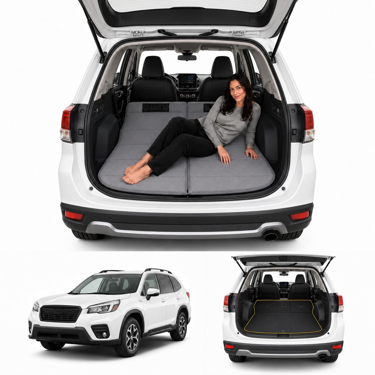 MGRFTOX Car Mattress for Subaru Forester 2019-2024 Non-Inflatable Car Camping Mattress, Foldable Trunk Sleeping Pad with Split Design, Portable Car Bed for Road Trips, Camping, Travel