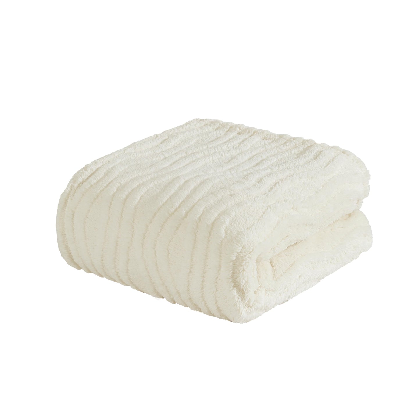 Cozy Ultra Soft Patterned Jacquard Plush 50" x 70" Throw Blanket, Fuzzy Blanket for Bedroom Living Room Sofa Couch, Lightweight & Warm for All Seasons, Machine Washable, Wave, Coconut Milk