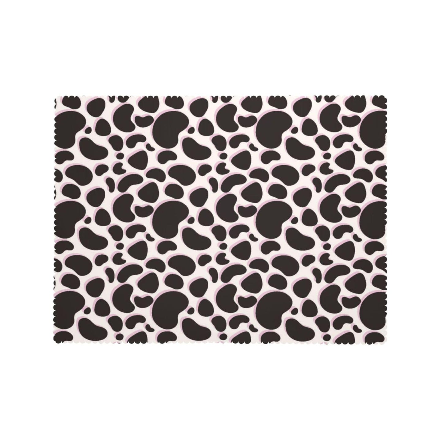 DRAVVIX Animal Skin Texture Rectangular Tablecloth Black Cow Print Table Cloth with Wavy Lace Decoration Polyester Table Cover for Dining, Parties 54x72 inch