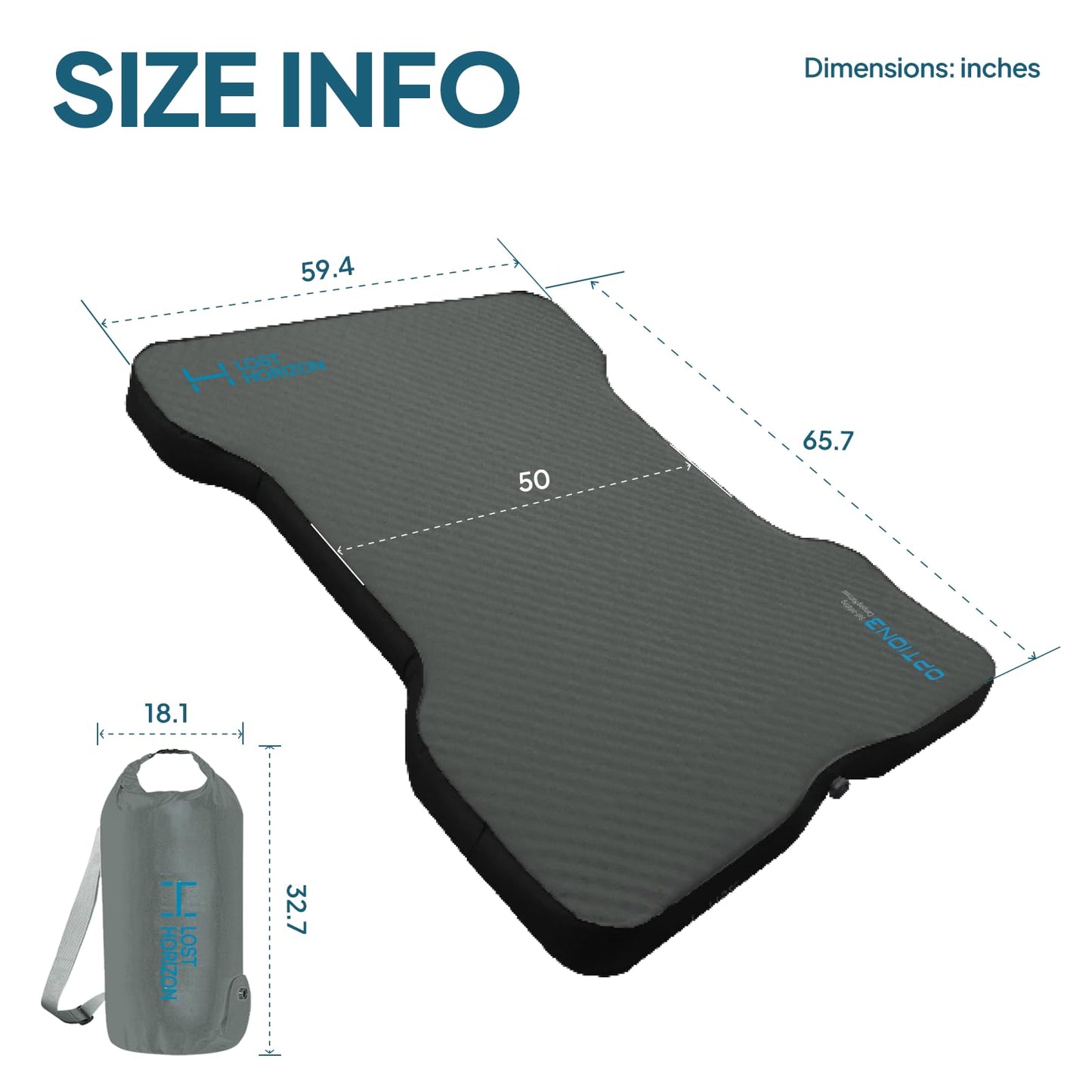 Lost Horizon Truck Bed Camping Air Mattress with Foam, Self Inflating Sleeping Pad for Full Size 5.5-5.8FT with Pump Sack, 4.5" Thick