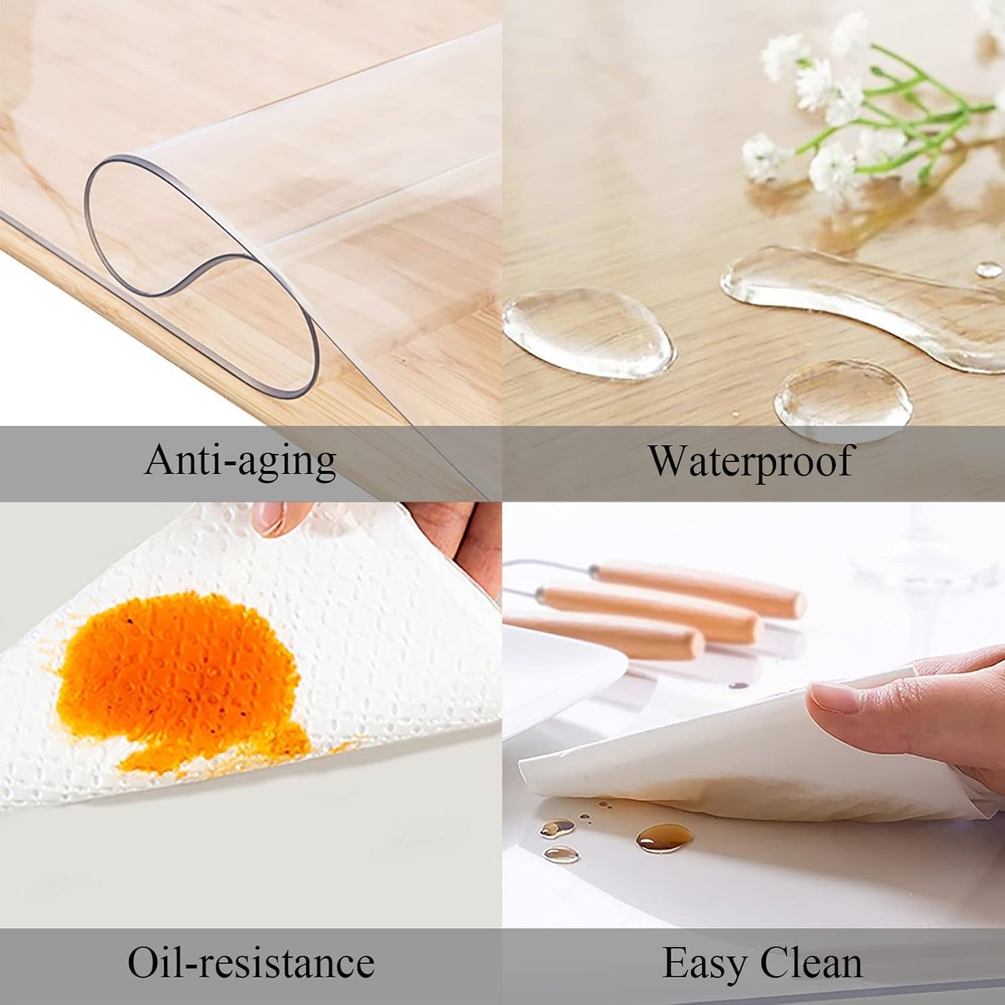 Clear Oval Table Cover Protector 60 x 90 Inches Plastic Tablecloth Transparent Cloth for 4~6 Seats Chairs Table Protect Vinyl Waterproof