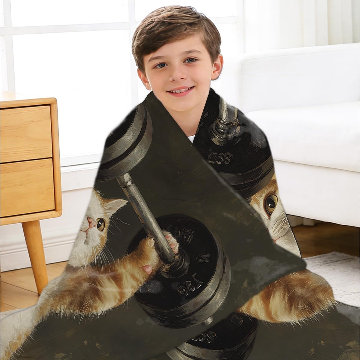 HUNXIAOJ Cat Blanket Throw Flannel Soft Cozy Cute Cat Decor Pet Blanket for Couch Bed Sofa Gift for Women Girls Kids 49"x59"