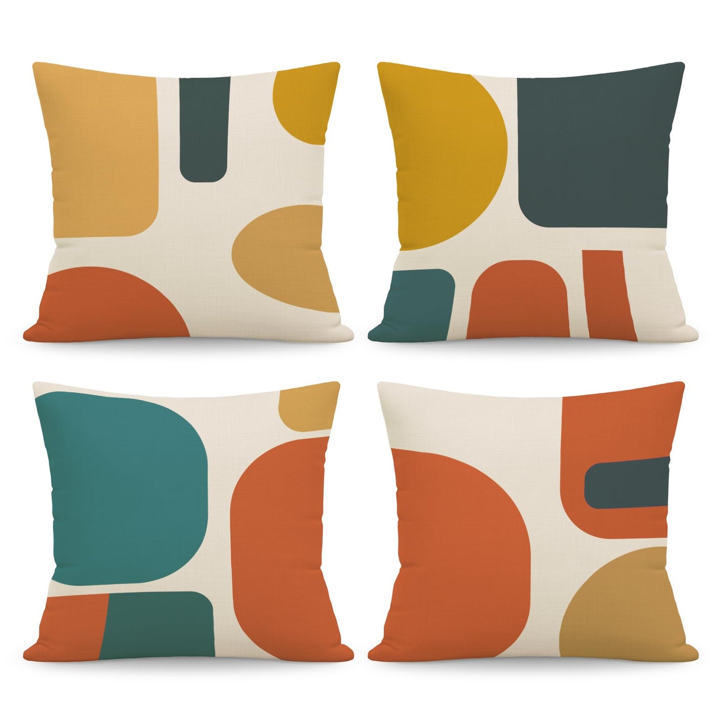 NymphFable Boho Abstract Pillow Cover Set 18x18 Inch Set of 4, Linen Geometric Minimalist Pillow Cases Bohemain Cushion Case Cover for Couch Sofa Bed Living Room